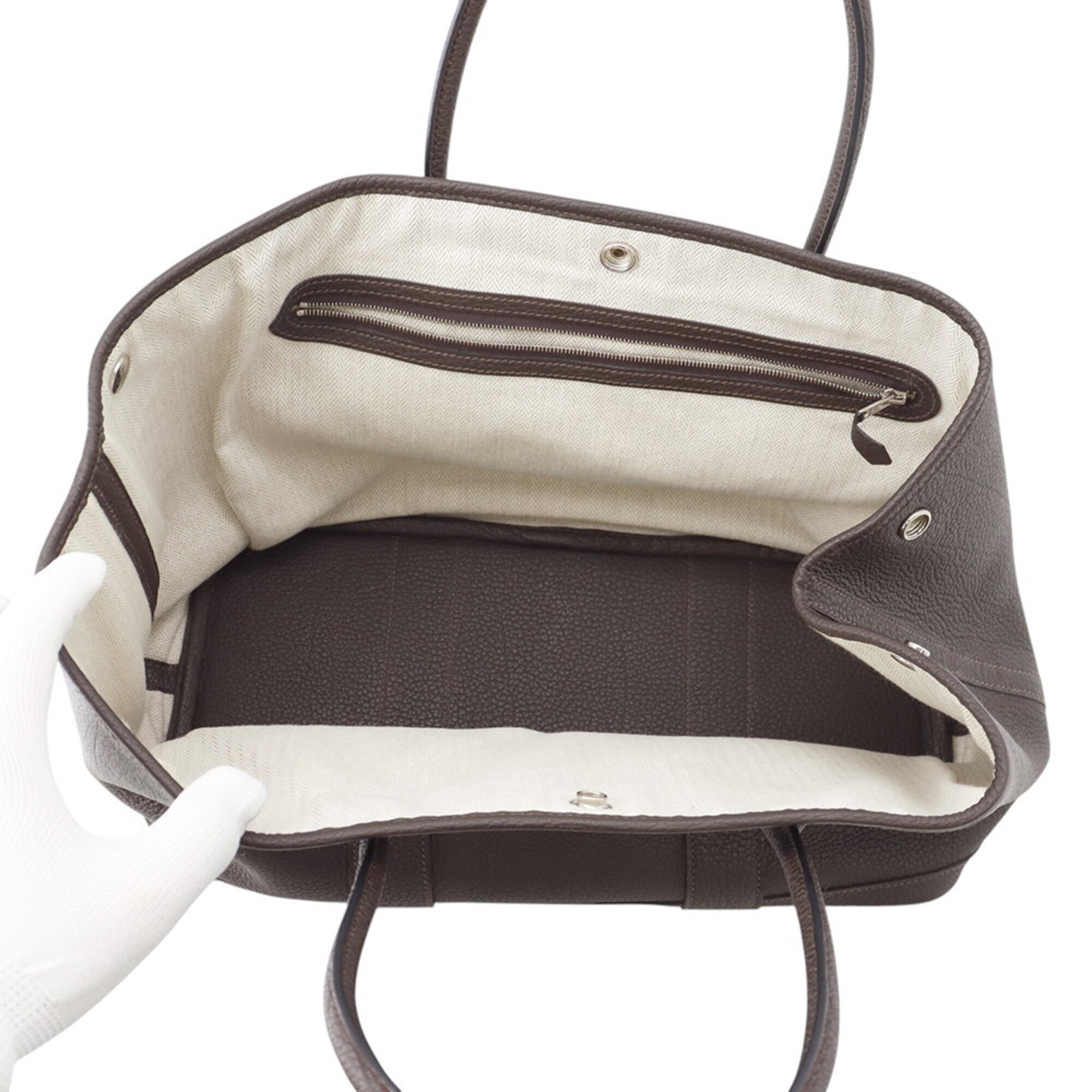 Hermes Garden Ebene Negonda Leather Handbag Tote Bag (Pre-Owned)