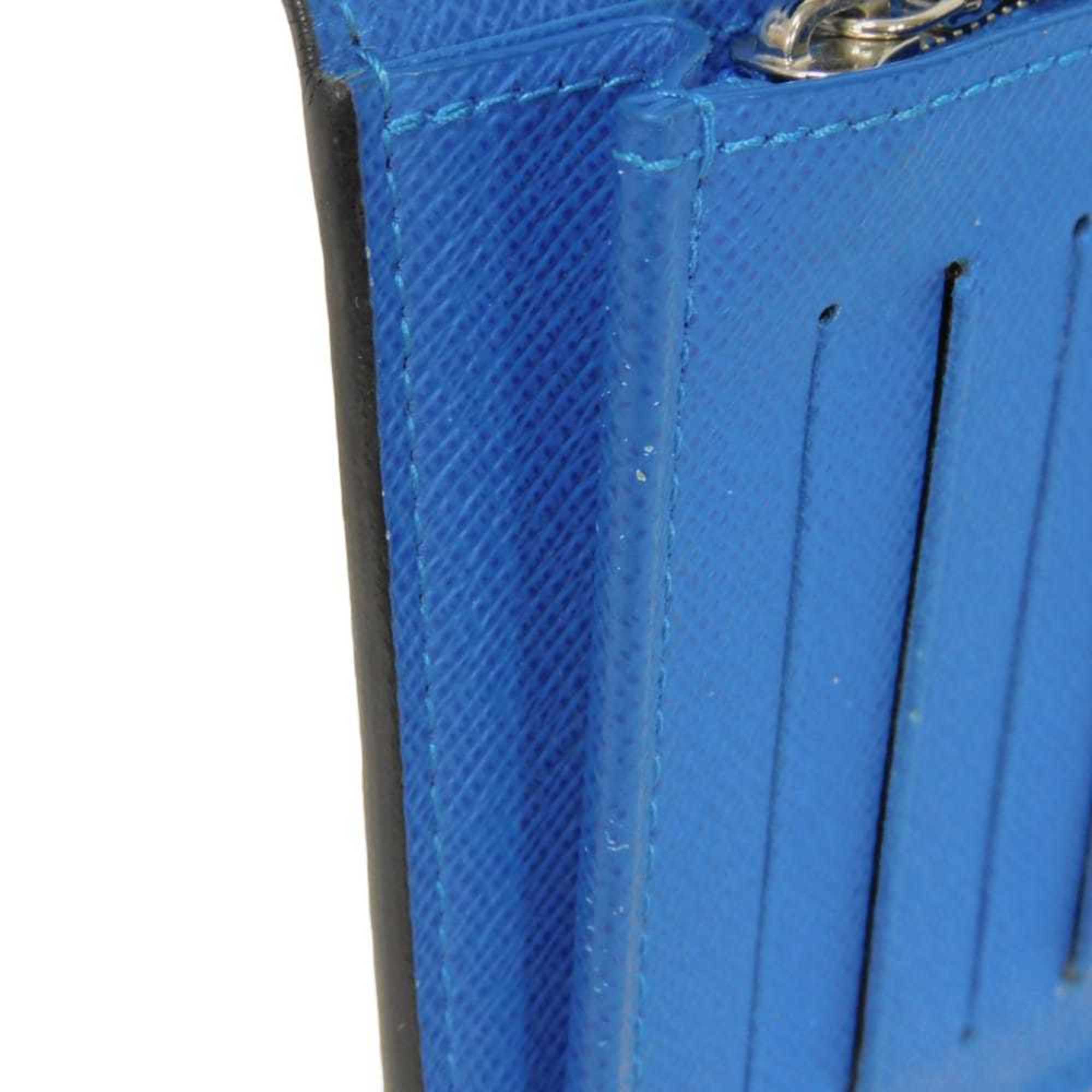 Louis Vuitton Black Blue Noir Taiga Leather Long Wallet (Bi-Fold) (Pre-Owned)