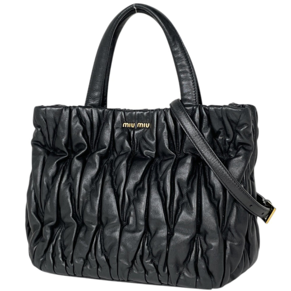 Miu Miu Matelasse Black Leather Handbag (Pre-Owned)