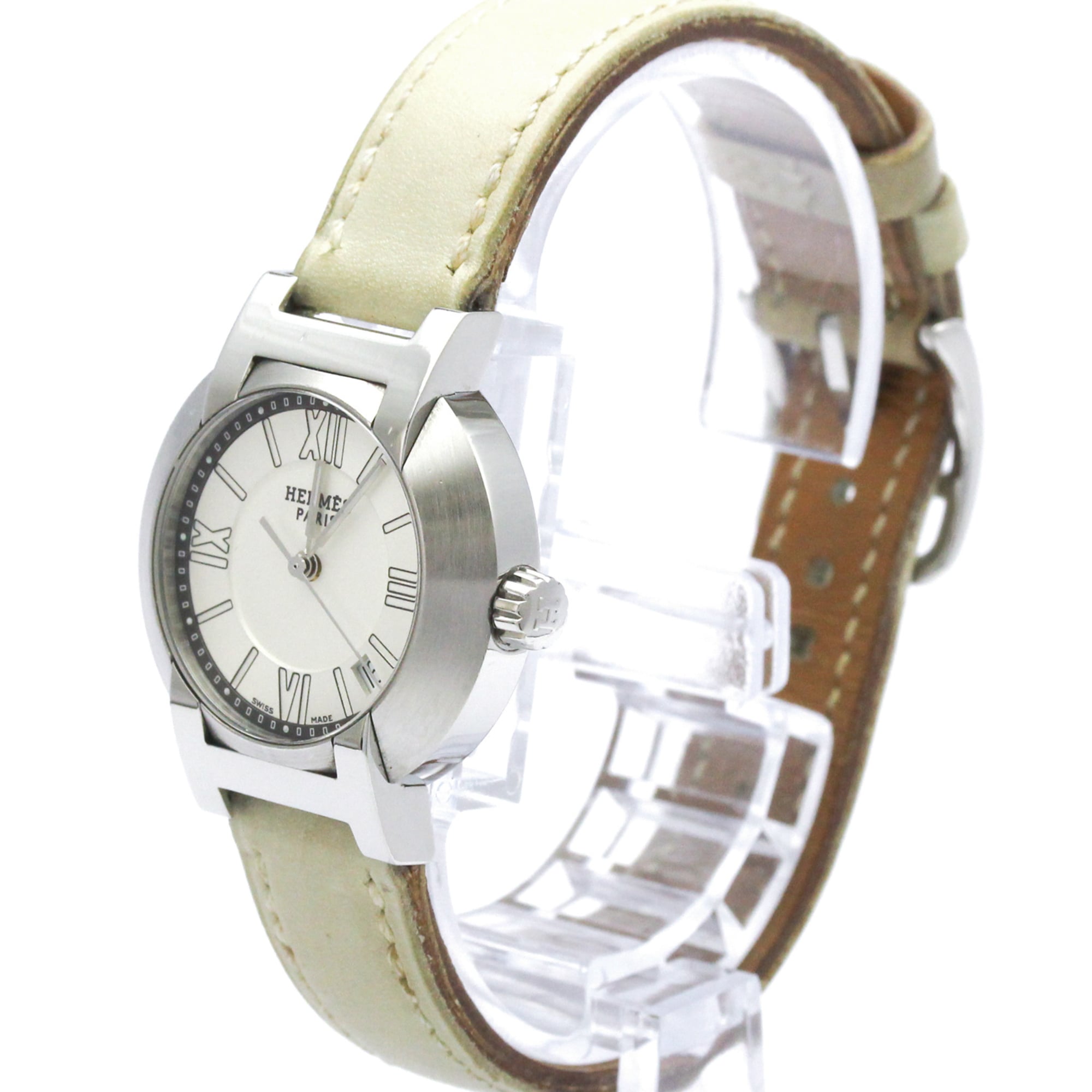 Hermes Nomade Quartz Watch Stainless Steel And Leather Watch (Pre-Owned)