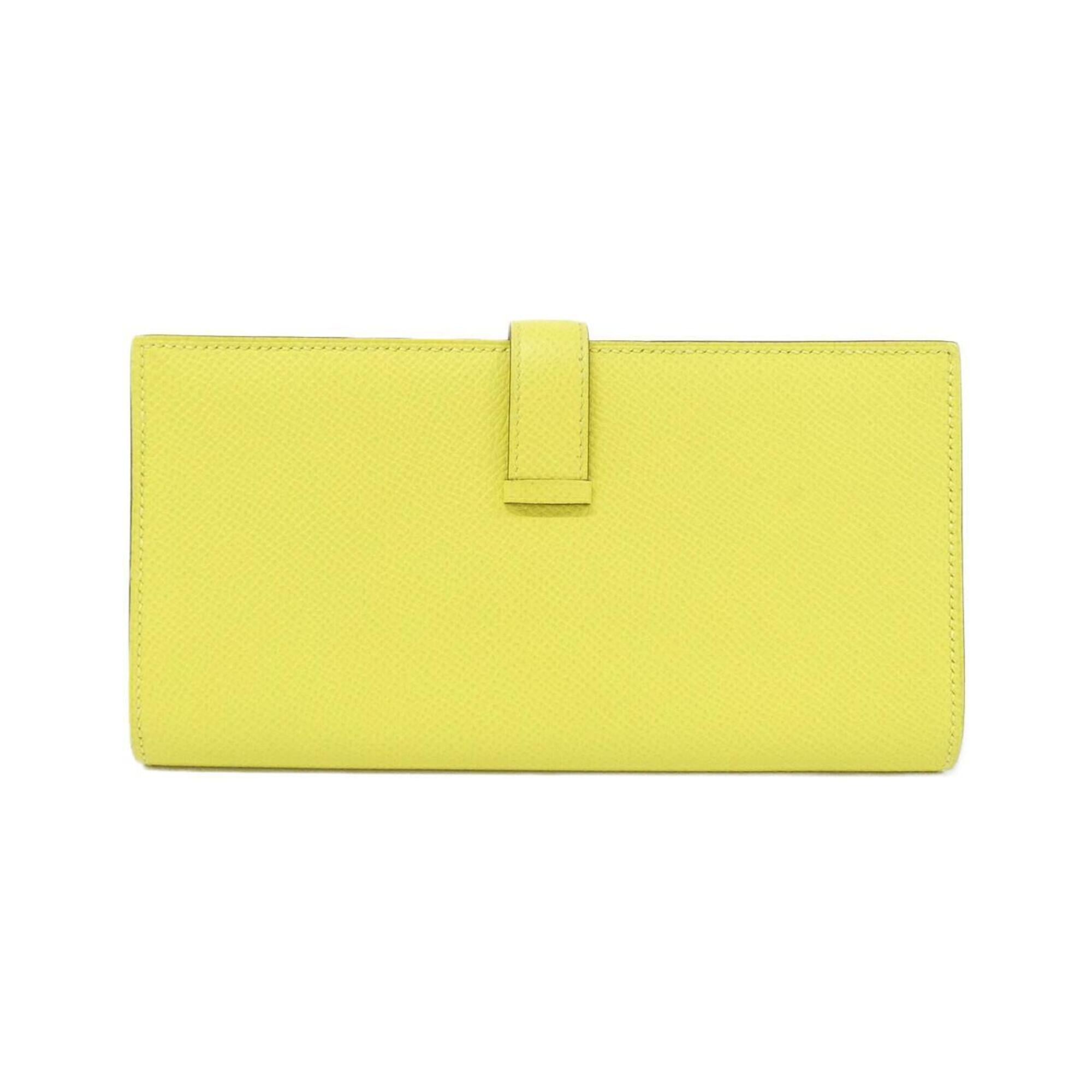 Hermes Lime Yellow Epsom Leather Long Wallet (Bi-Fold) (Pre-Owned)