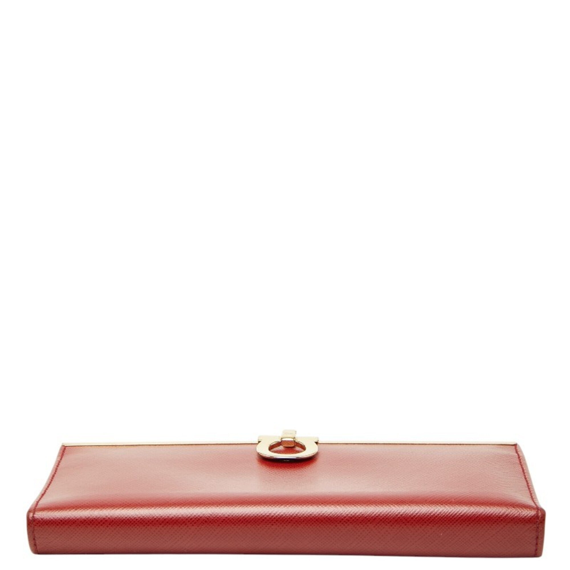 Salvatore Ferragamo Red Color Leather Long Wallet (Bi-Fold) (Pre-Owned)