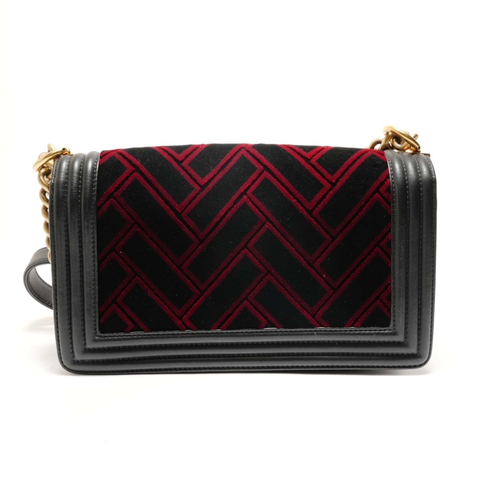 Chanel Boy Chanel Black Velvet Shoulder Bag (Pre-Owned)