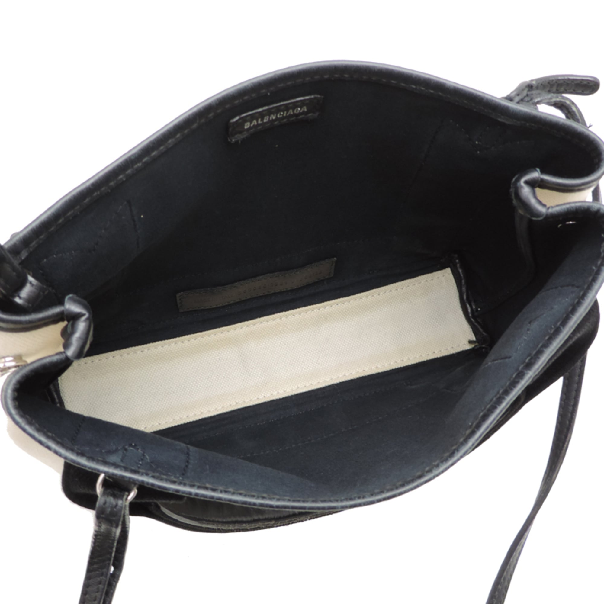 Balenciaga Black White Canvas Leather Handbag Pouch (Pre-Owned)