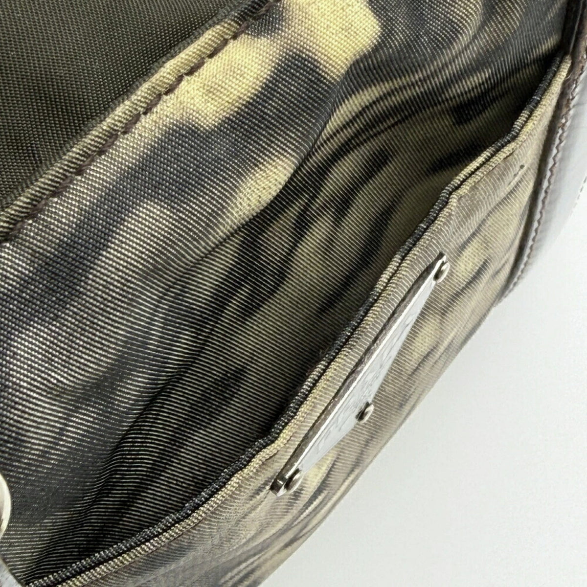 Prada Beige Black Brown Khaki Nylon Patent Leather Handbag Shoulder Bag (Pre-Owned)