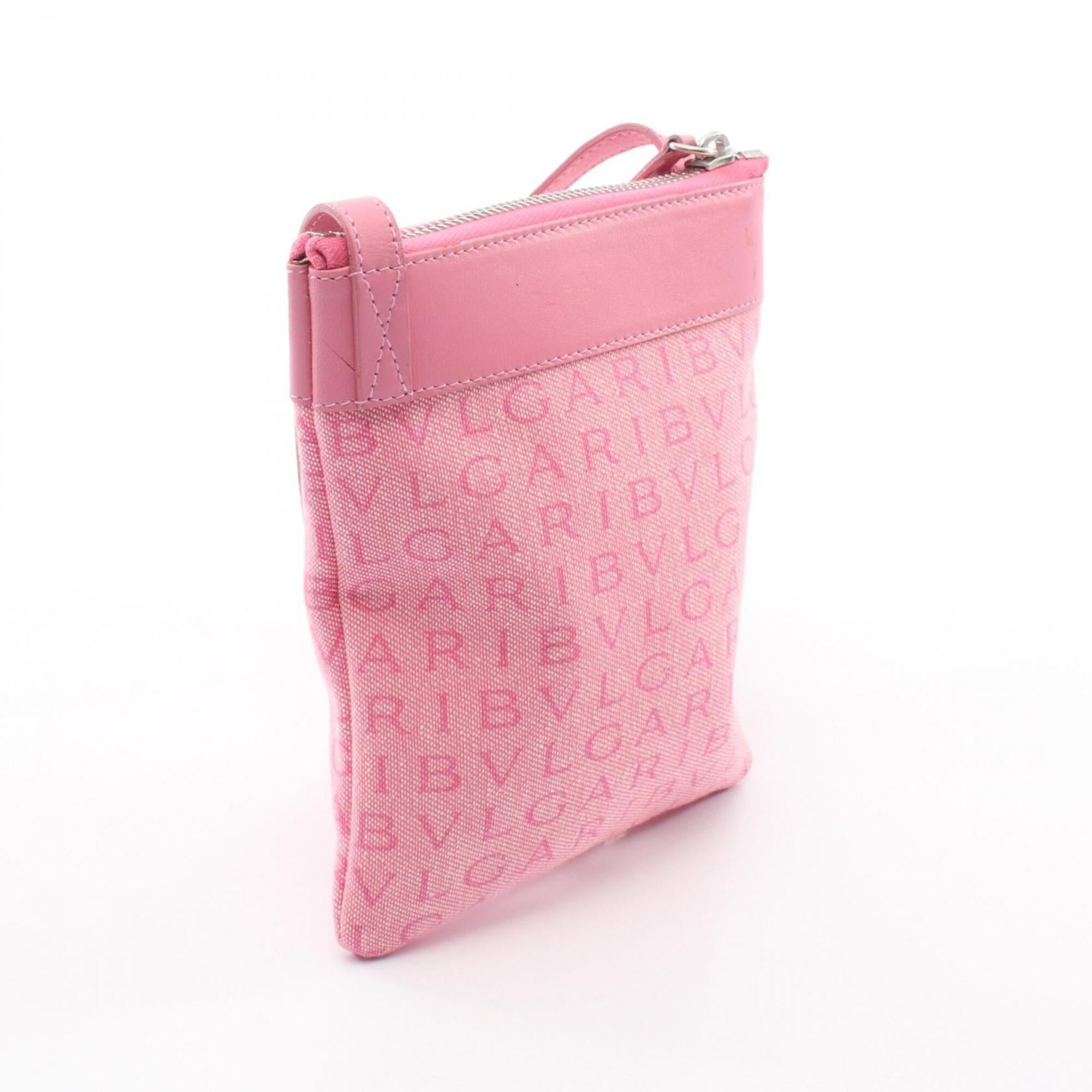 Bvlgari Pink Canvas Leather Shoulder Bag (Pre-Owned)