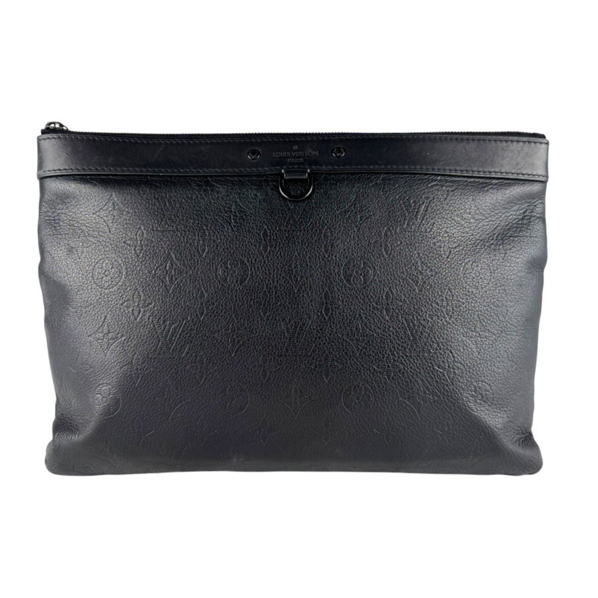 Louis Vuitton Black Monogram Shadow Clutch Bag (Pre-Owned)