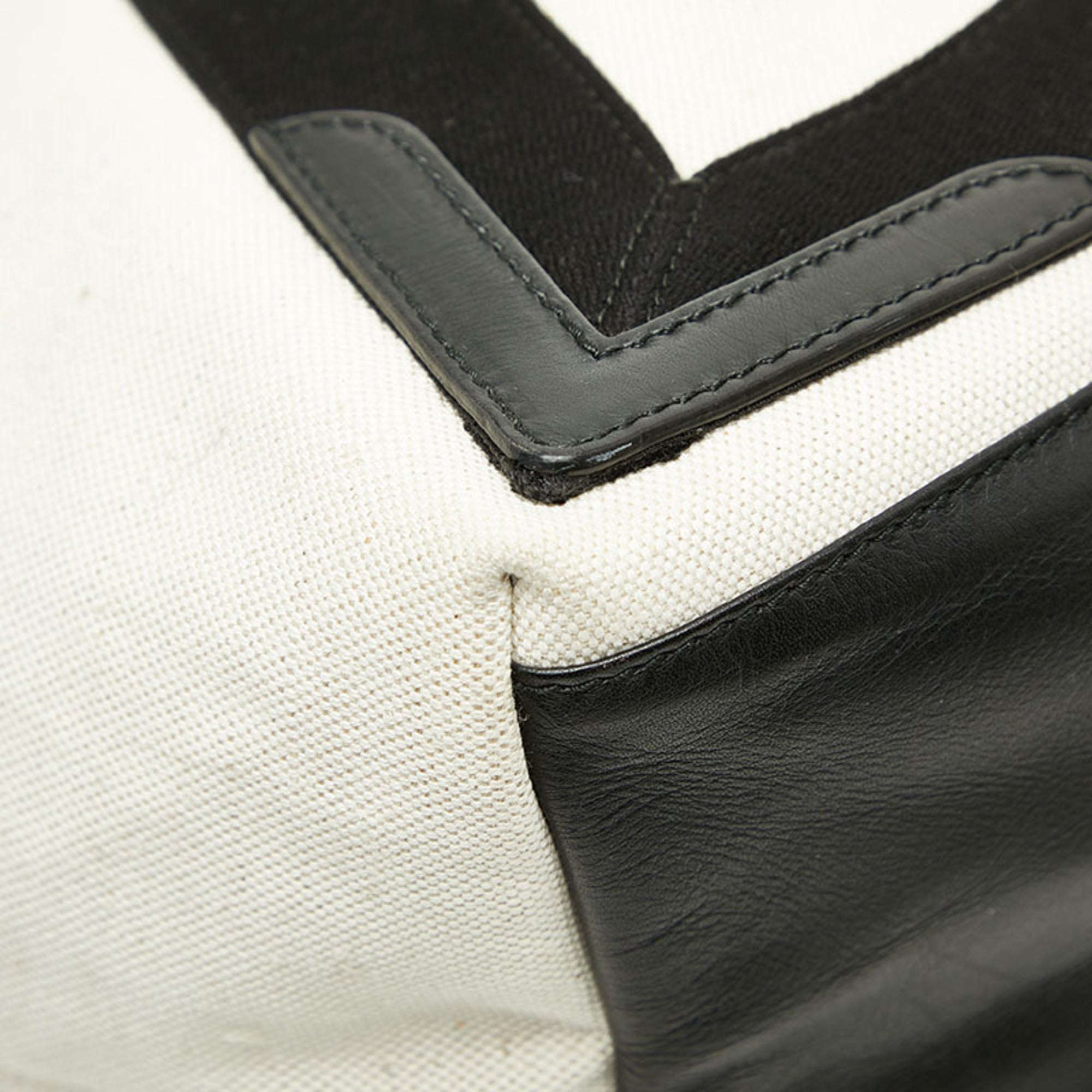 Balenciaga Black White Canvas Leather Handbag Tote Bag (Pre-Owned)