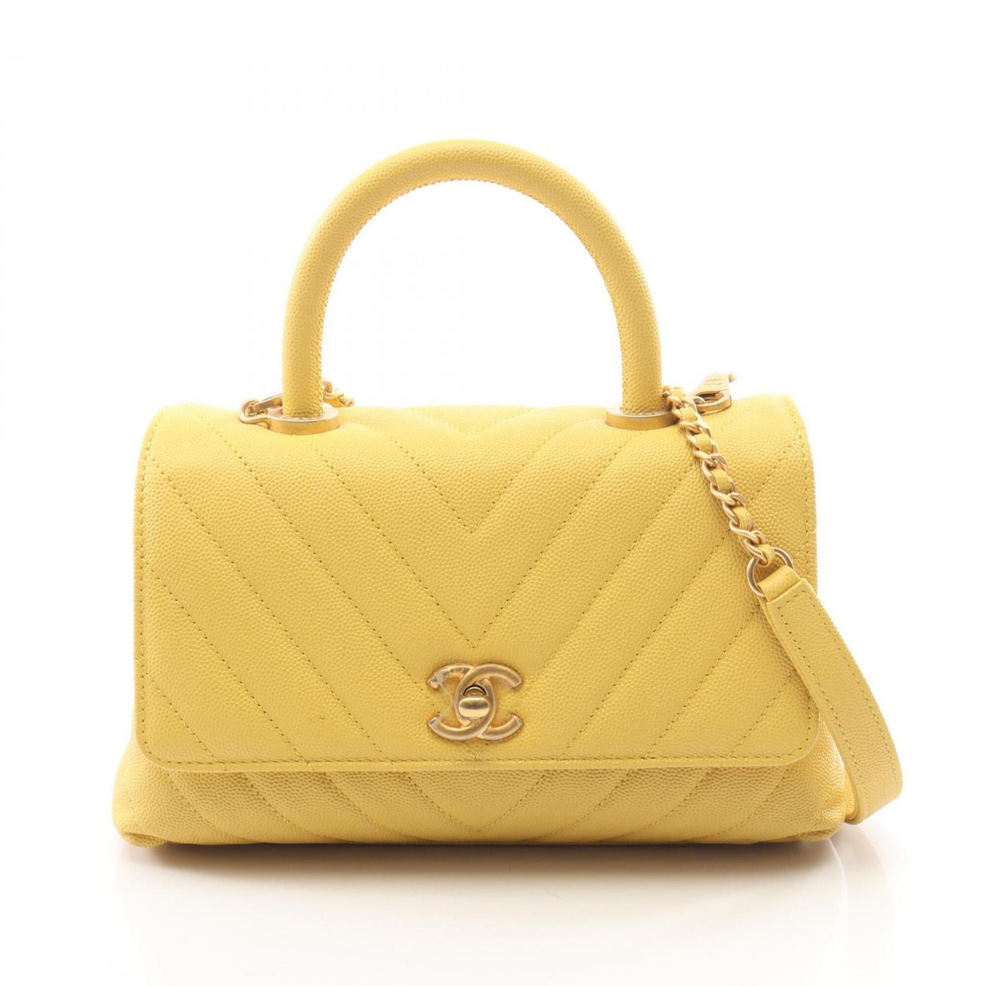 Chanel Yellow Grained Calfskin Handbag (Pre-Owned)