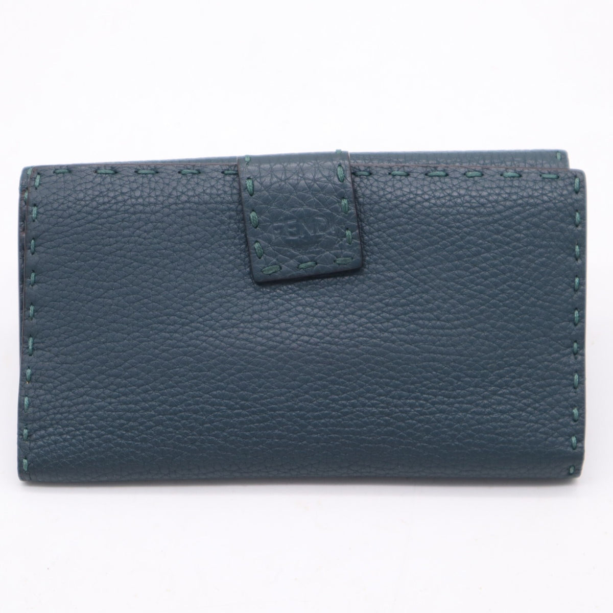 Fendi Selleria Green Leather Long Wallet (Bi-Fold) (Pre-Owned)