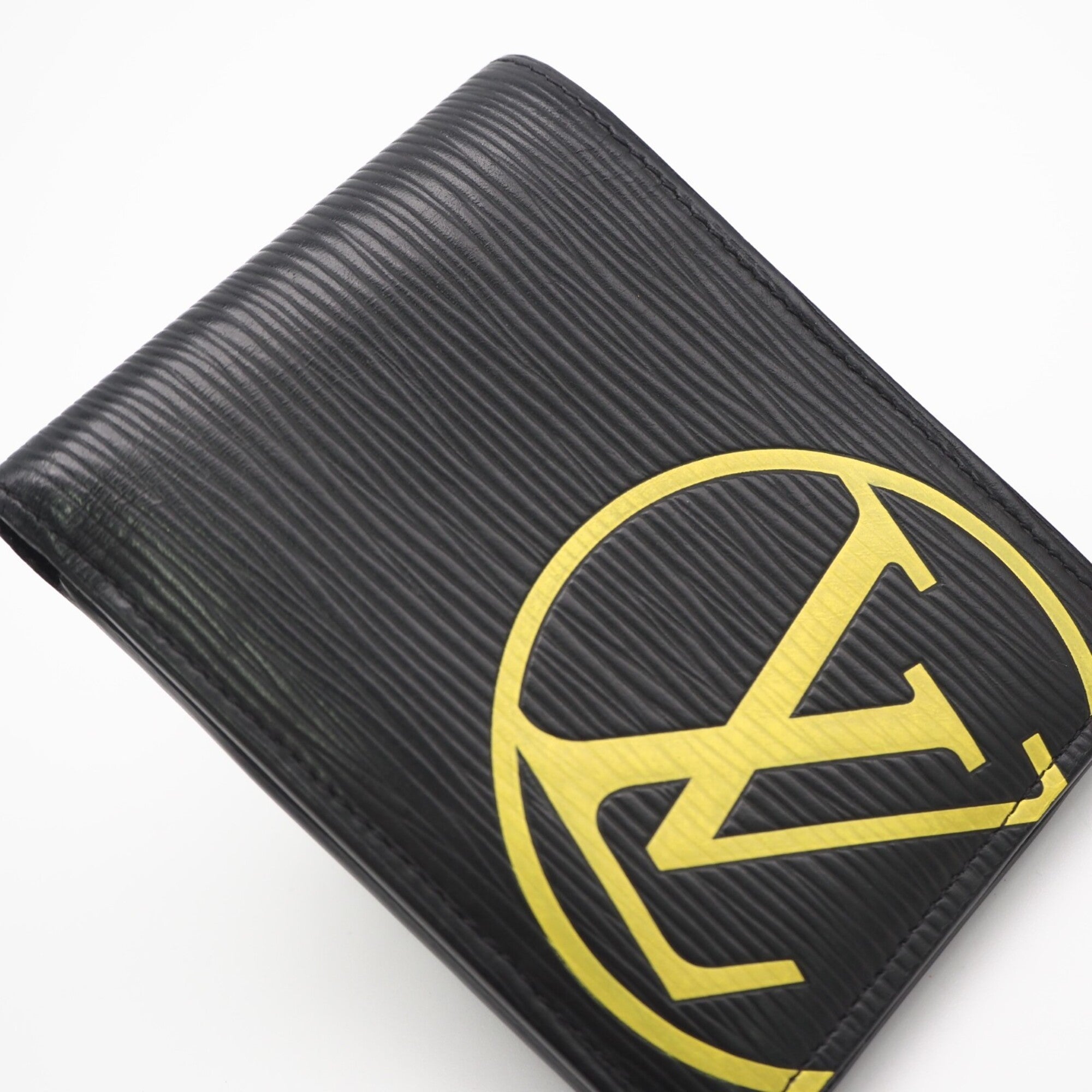 Louis Vuitton Black Yellow Leather Wallet (Bi-Fold) (Pre-Owned)