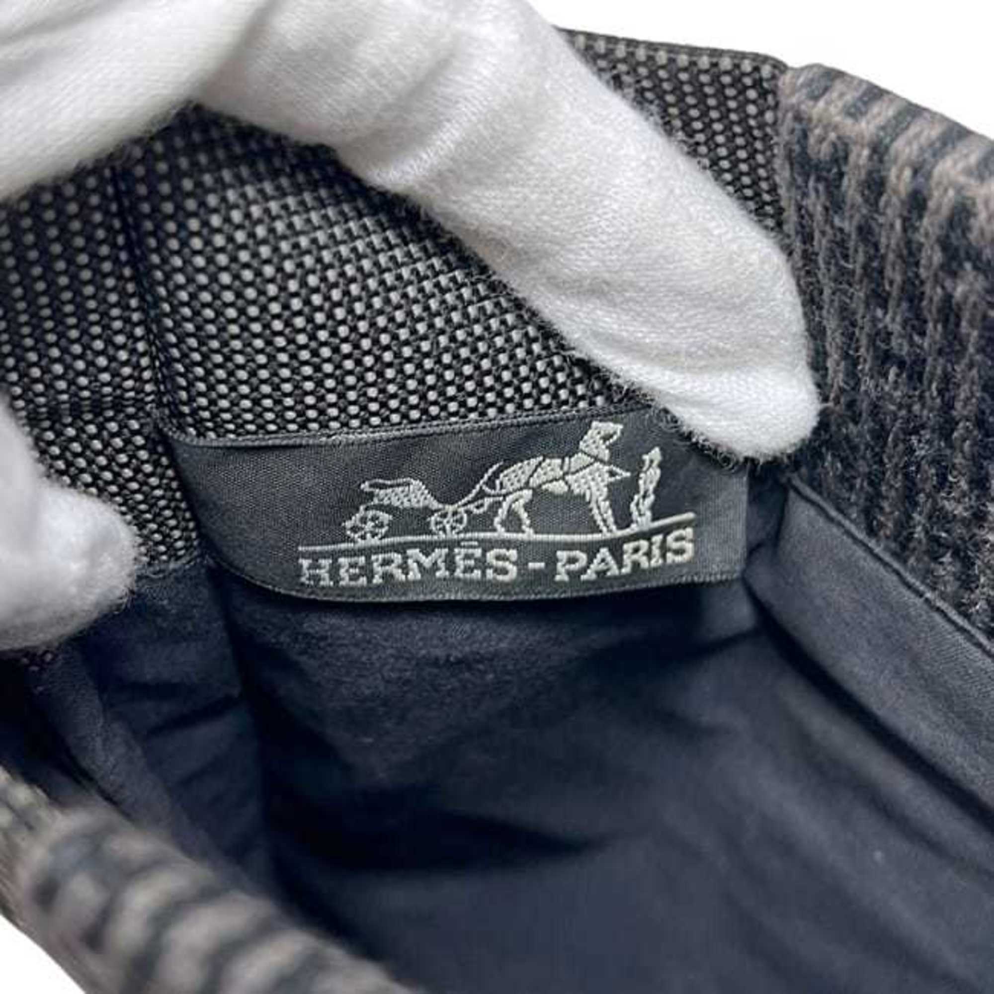 Hermes Gray Canvas Pochette Shoulder Bag (Pre-Owned)