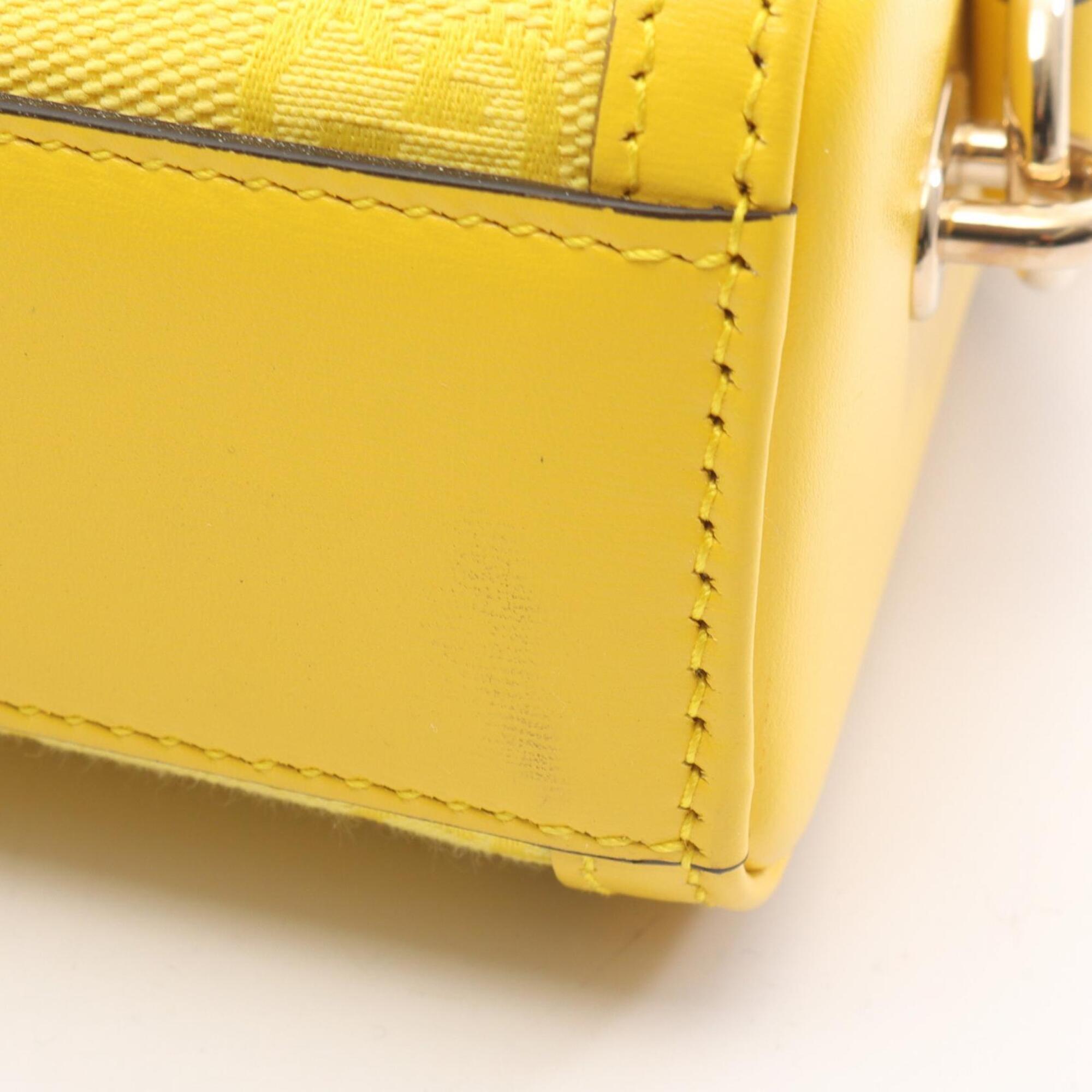Gucci Yellow Canvas Leather Handbag Shoulder Bag (Pre-Owned)