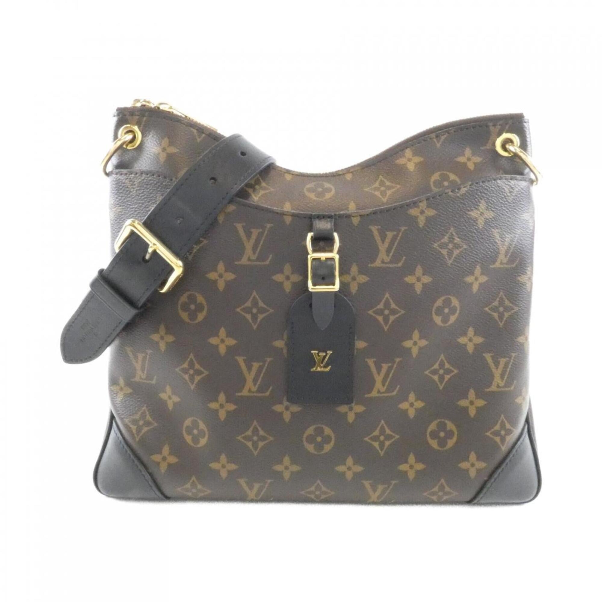 Louis Vuitton Black Brown Coated Canvas Shoulder Bag (Pre-Owned)
