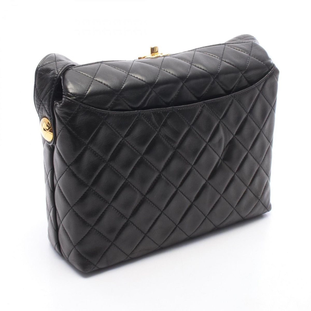Chanel Black Leather Handbag Shoulder Bag (Pre-Owned)