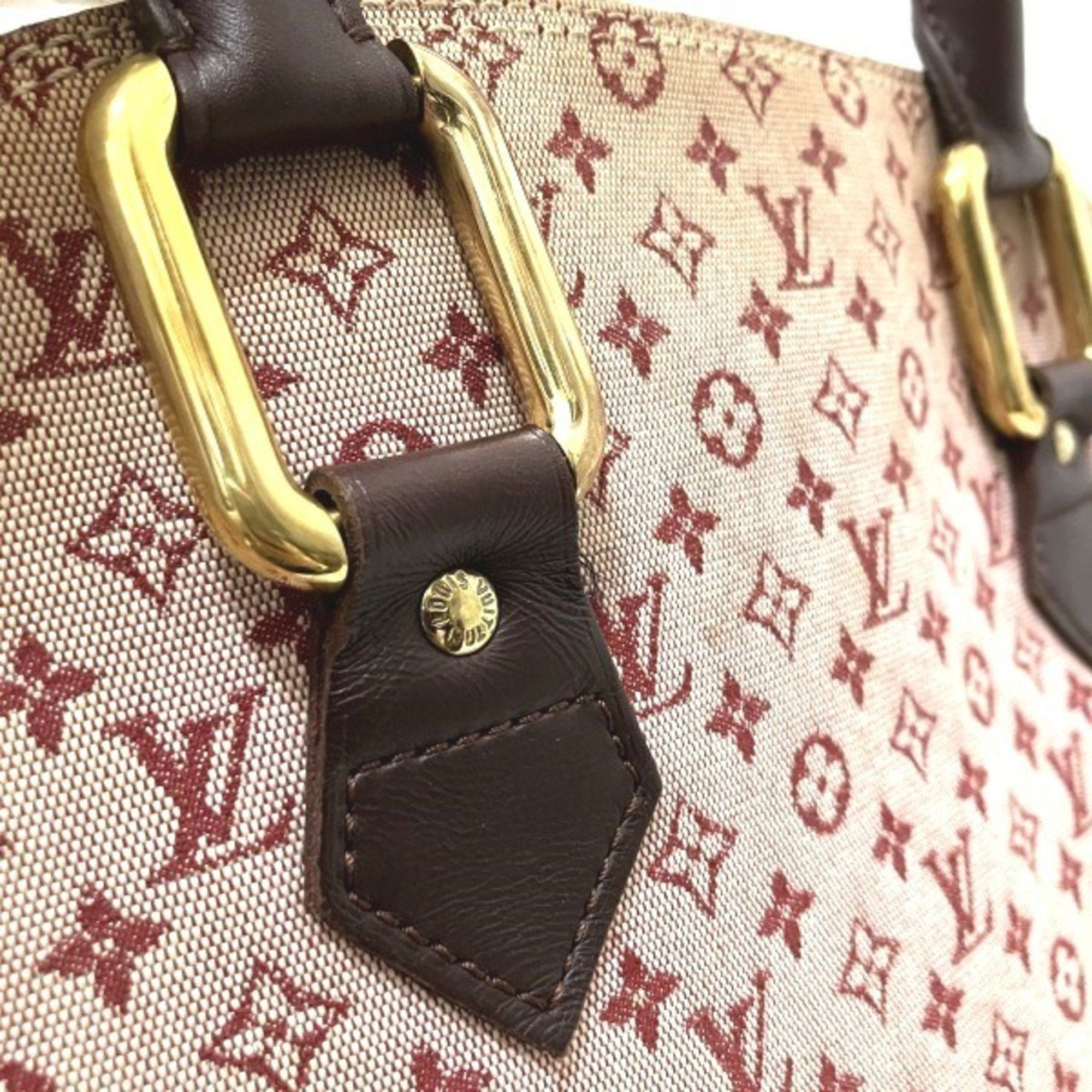 Louis Vuitton Monogram Mini Red Color Canvas Leather Handbag (Pre-Owned)