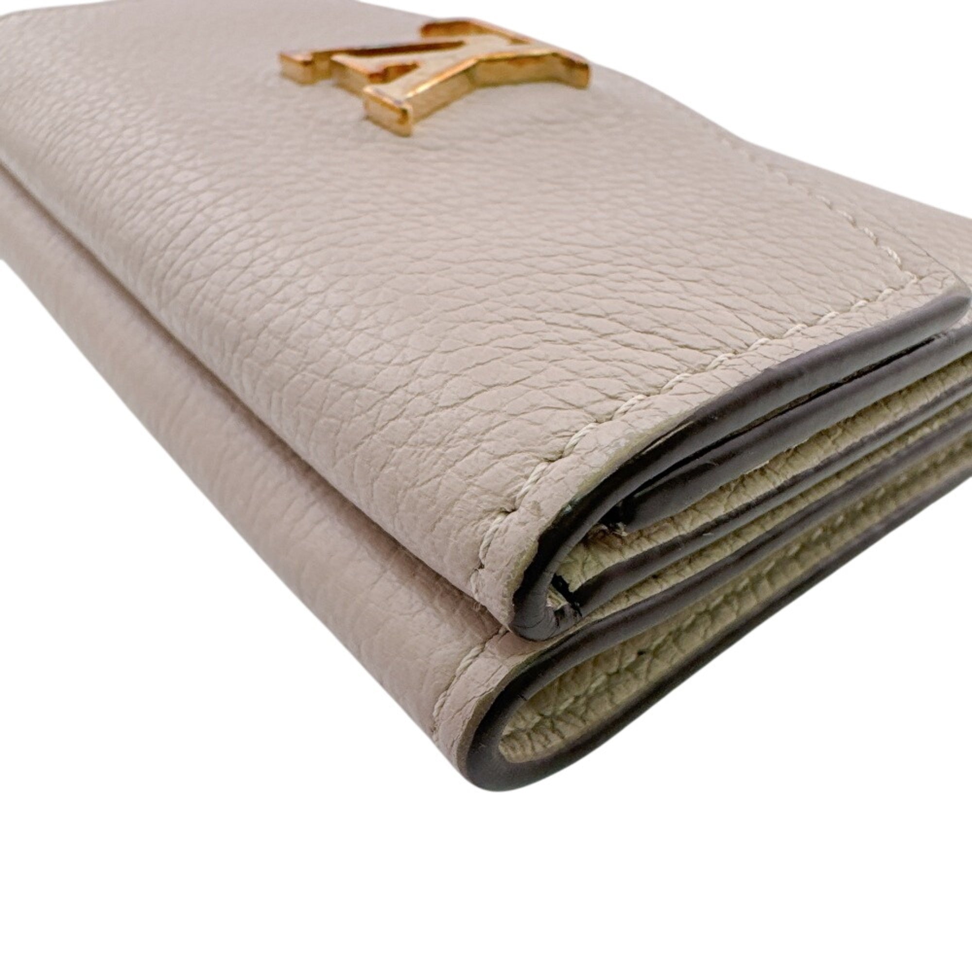 Louis Vuitton Beige Leather Wallet (Tri-Fold) (Pre-Owned)