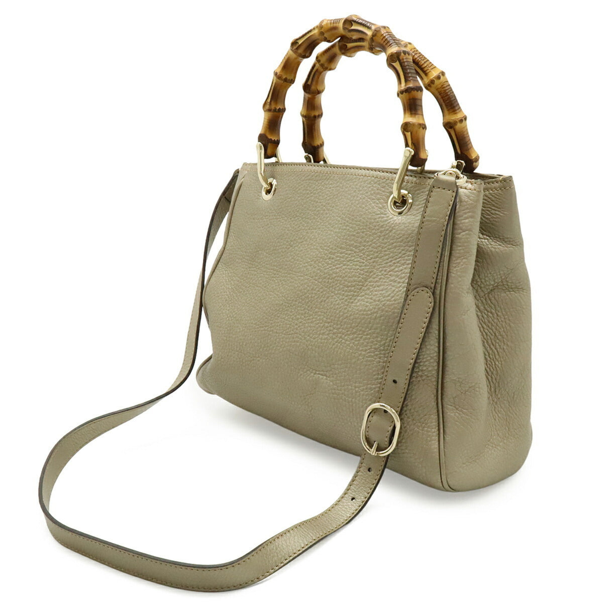Gucci Champagne Gold Bamboo Leather Handbag Shoulder Bag (Pre-Owned)
