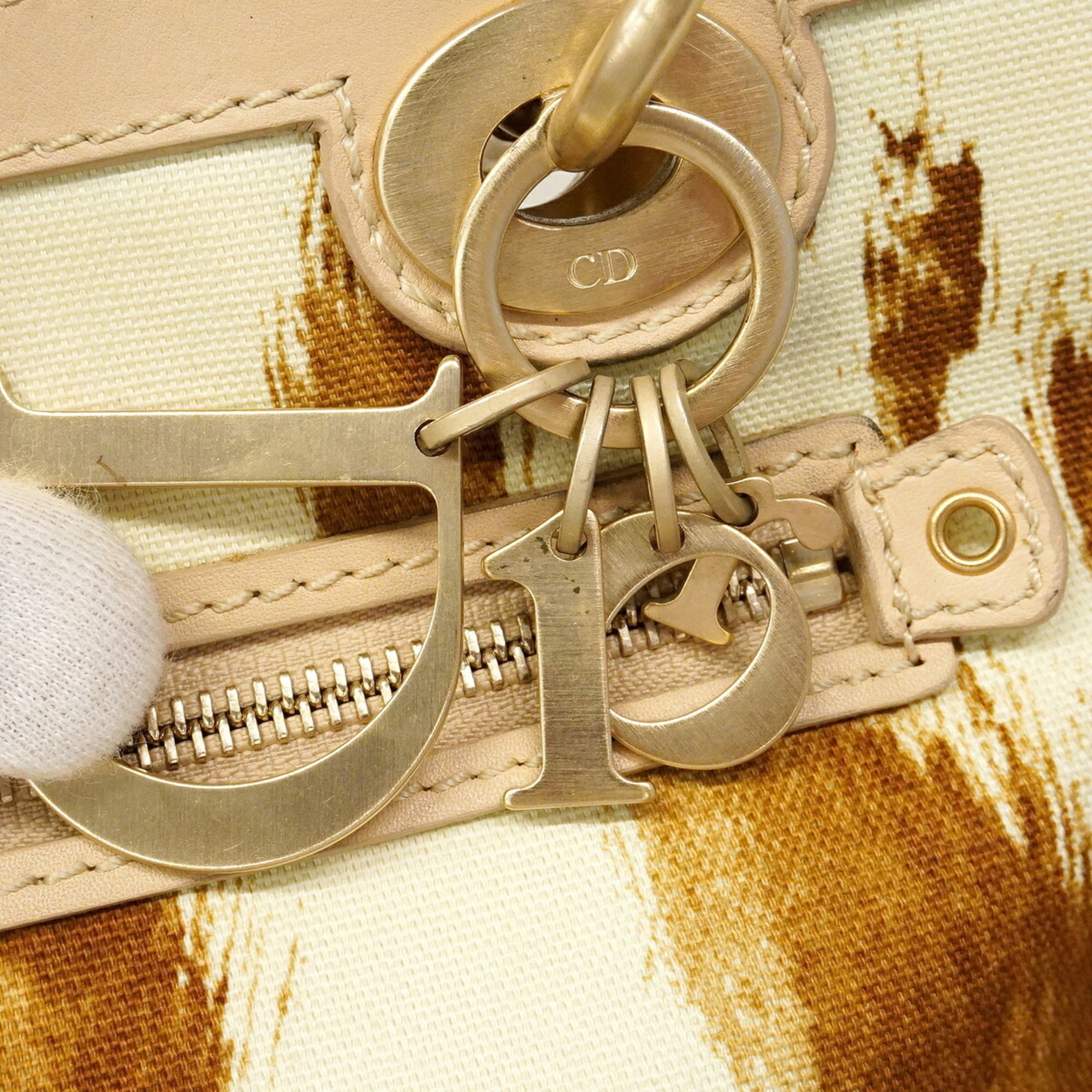 Christian Dior Light Brown Canvas Handbag (Pre-Owned)