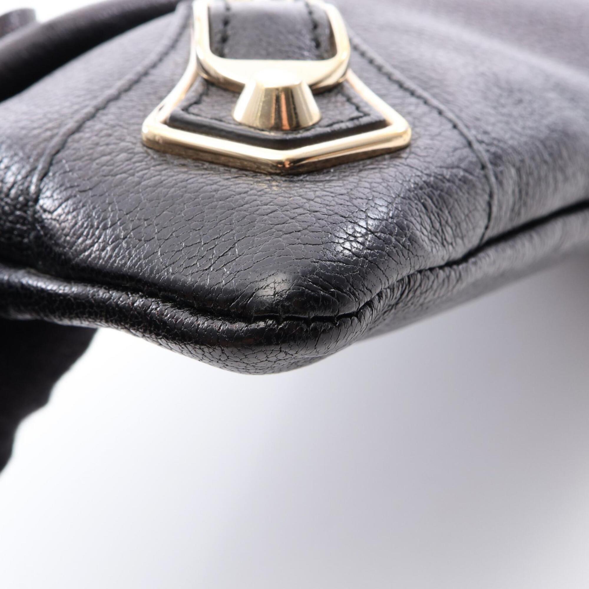 Balenciaga Black Leather Clutch Bag Handbag (Pre-Owned)