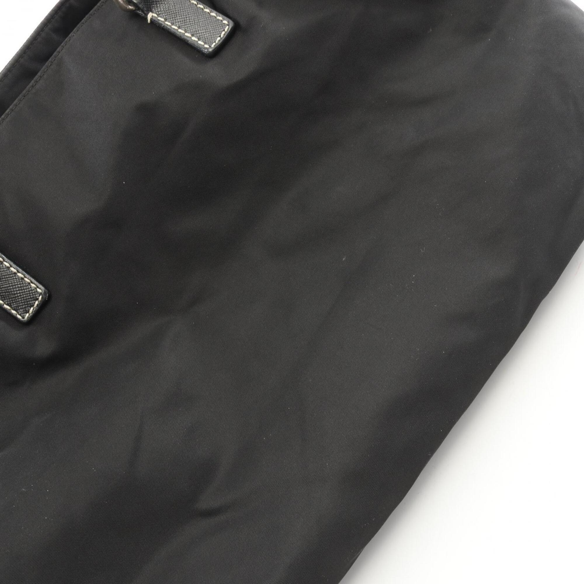Prada Black Nylon Leather Handbag Tote Bag (Pre-Owned)