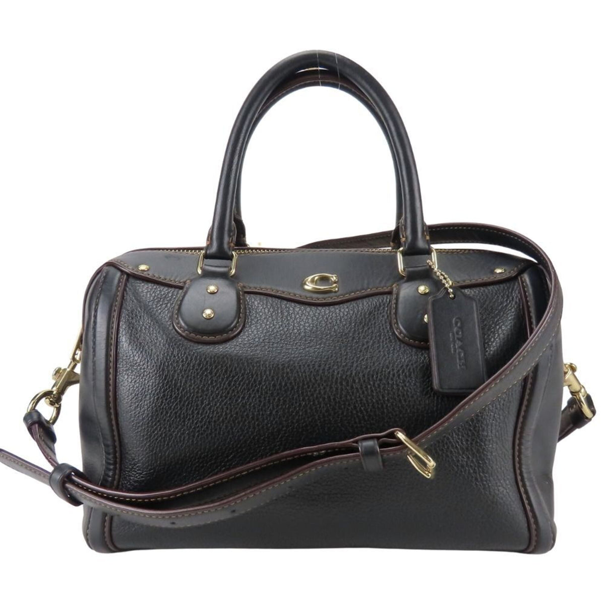 Coach Black Dark Brown Leather Handbag (Pre-Owned)