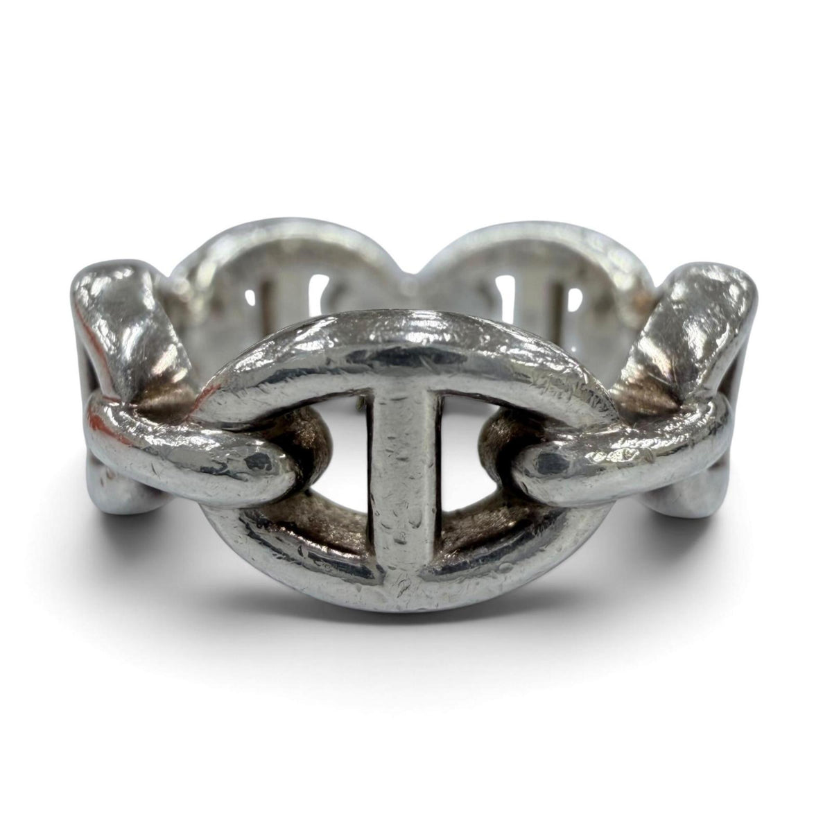 Hermes Silver Silver 925 Band Ring (Pre-Owned)
