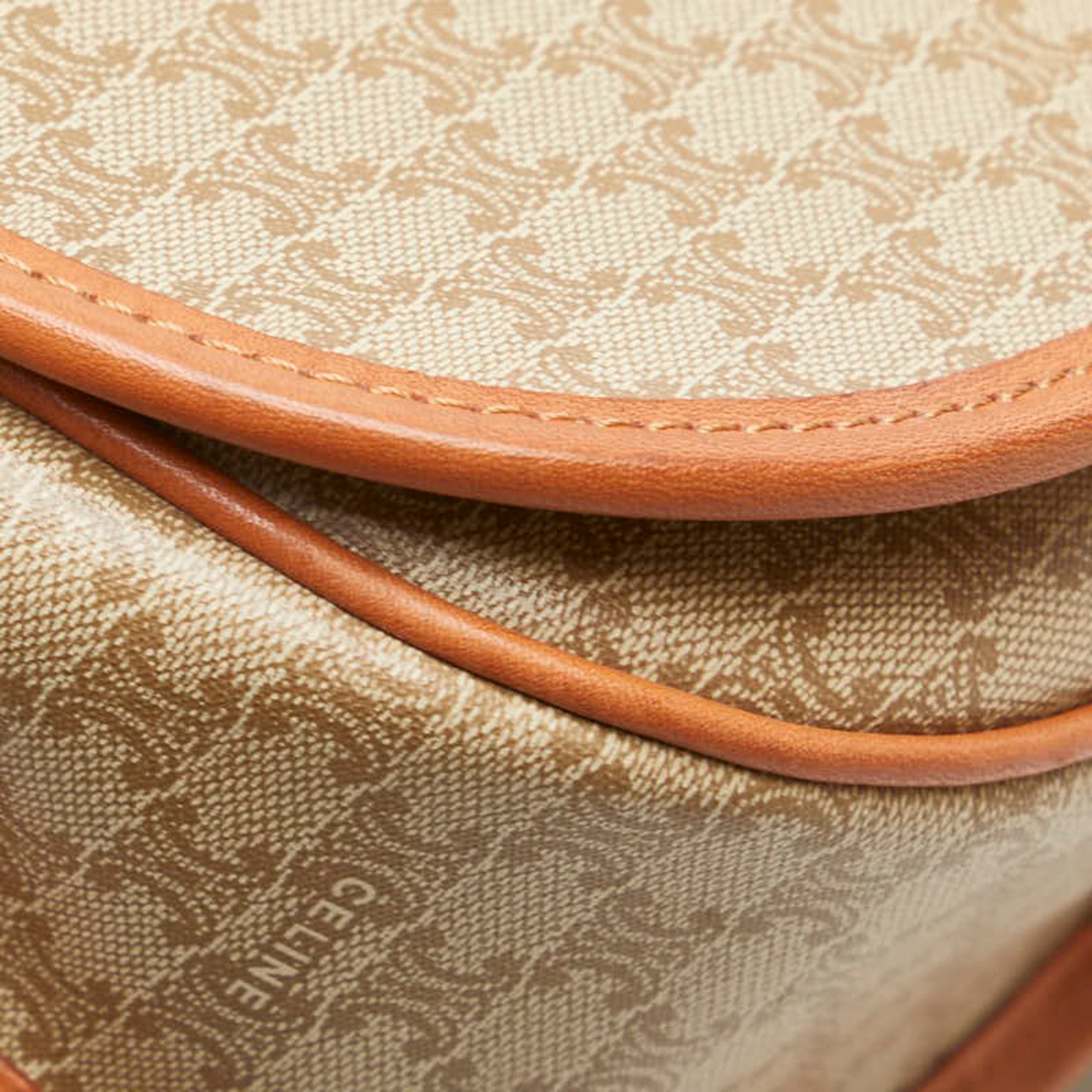 Celine Macadam Beige Brown Pvc Leather Shoulder Bag (Pre-Owned)