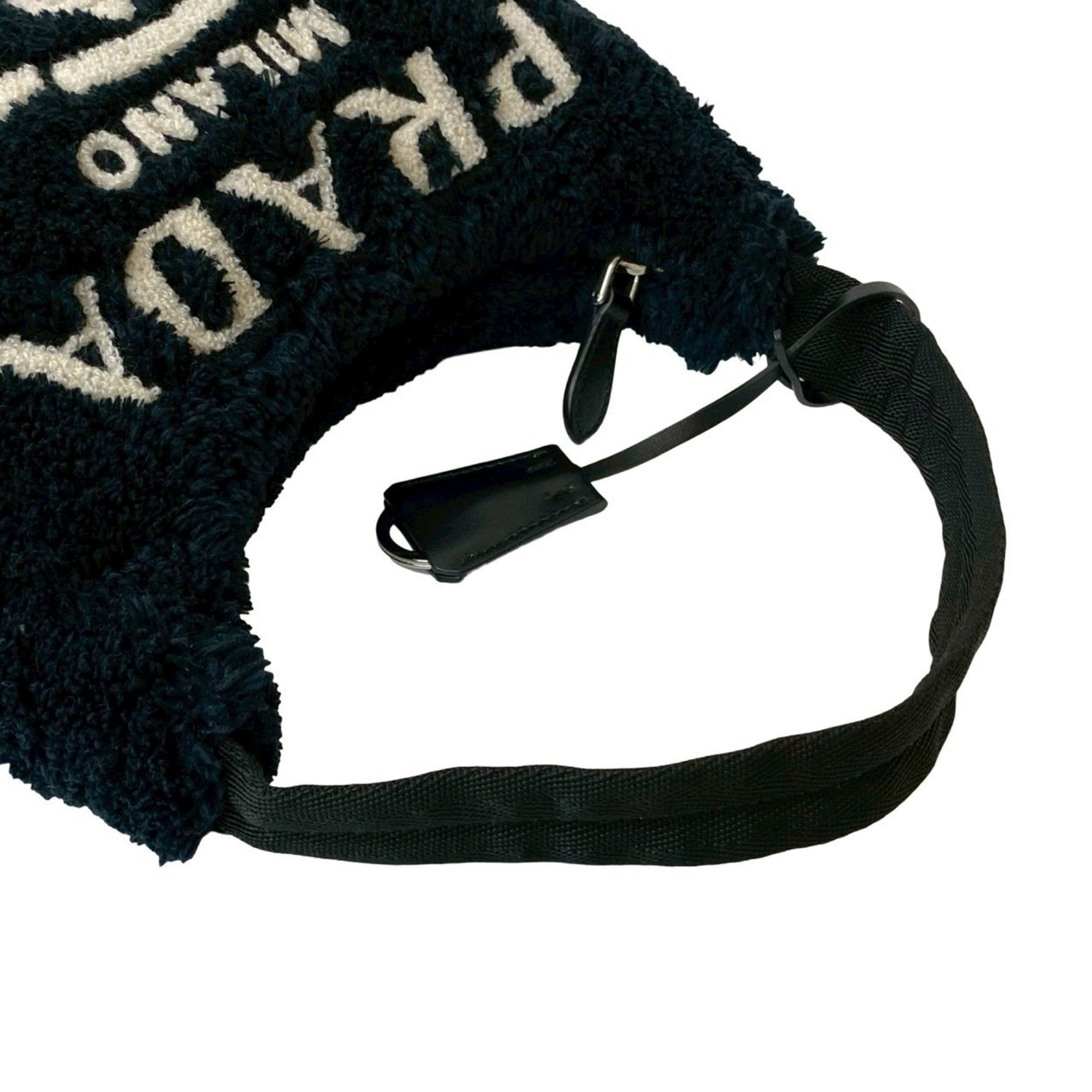 Prada Black Pile Fabric Handbag Shoulder Bag (Pre-Owned)