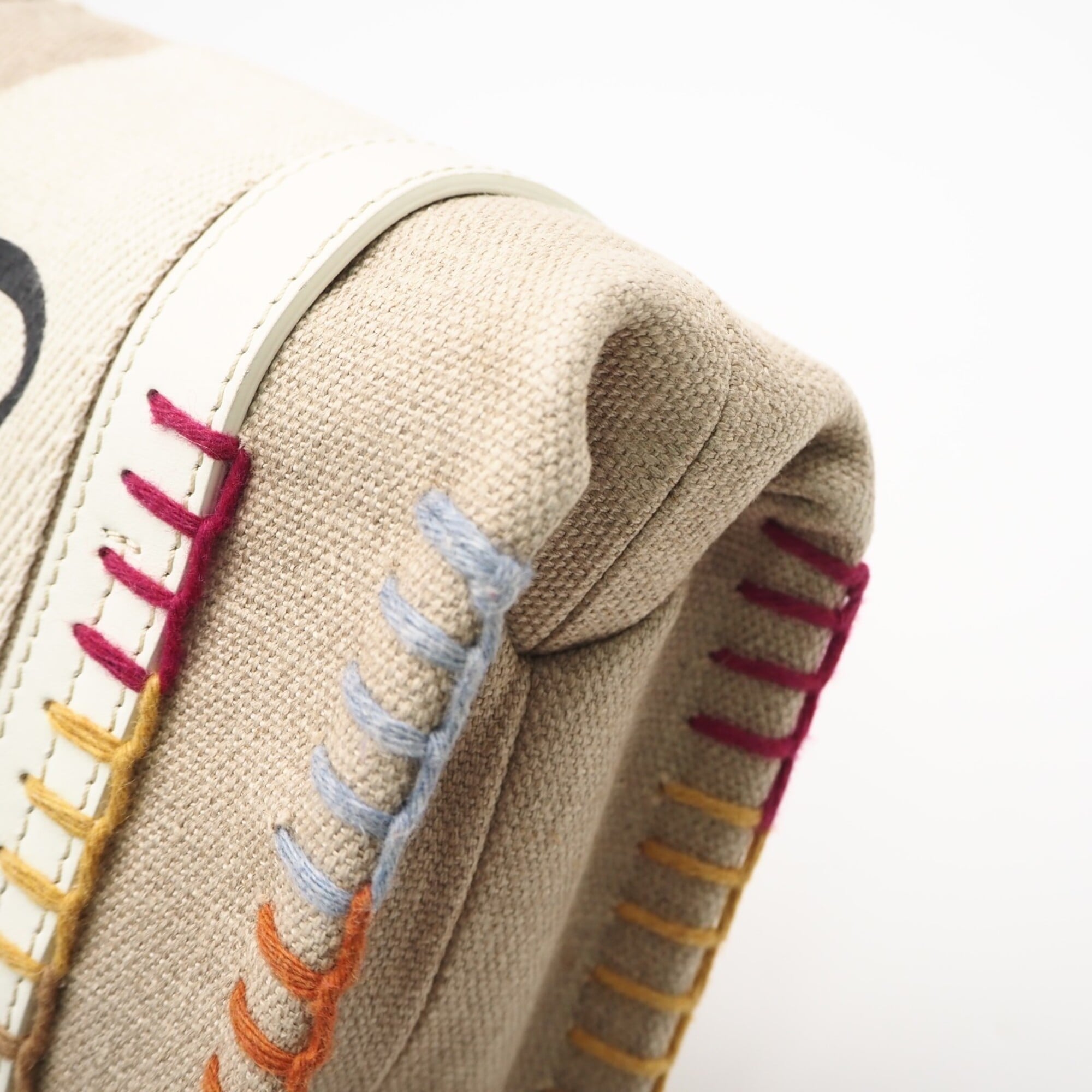 Chloé Beige Multi-Color Canvas Leather Handbag Tote Bag (Pre-Owned)