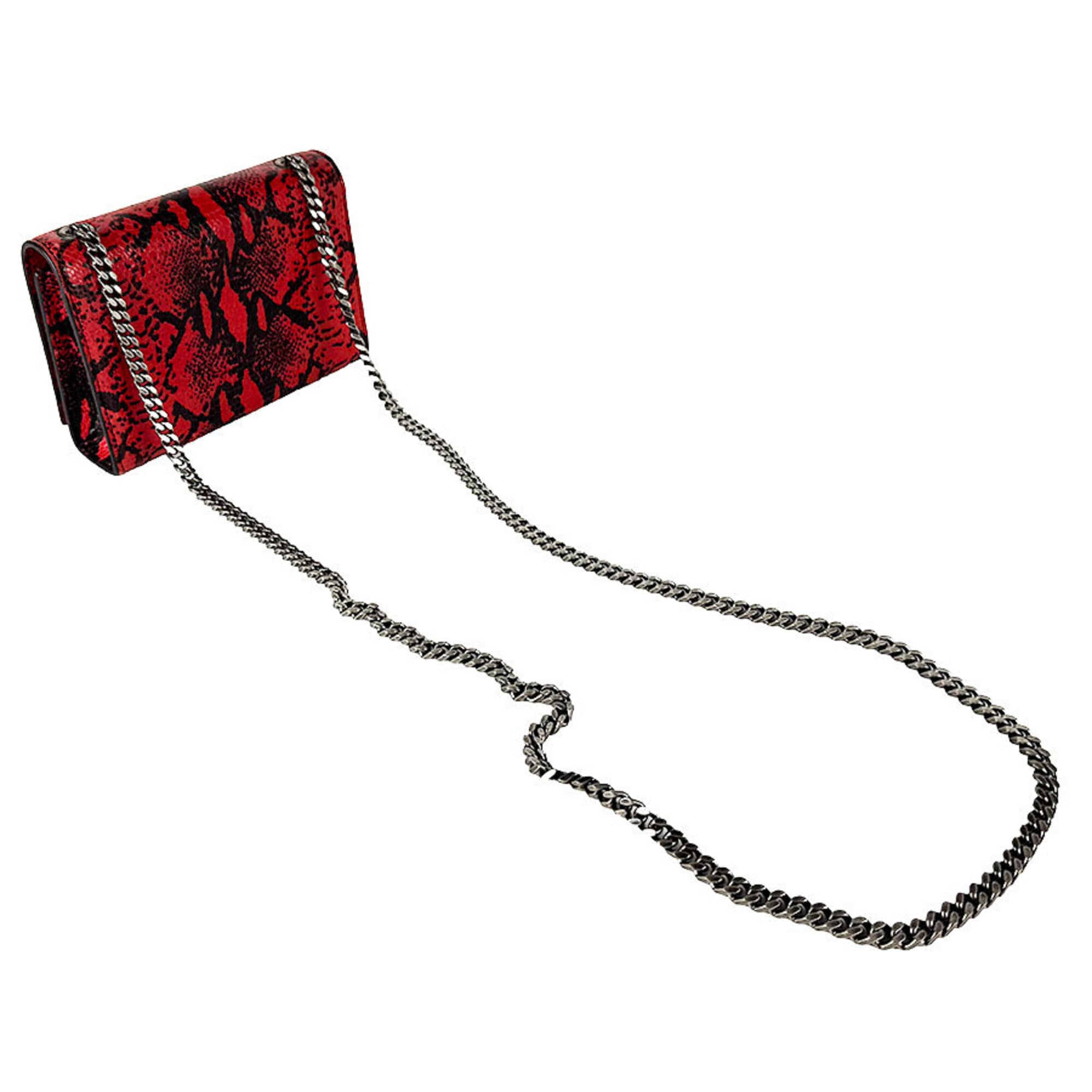 Saint Laurent Black Red Color Leather Shoulder Bag (Pre-Owned)