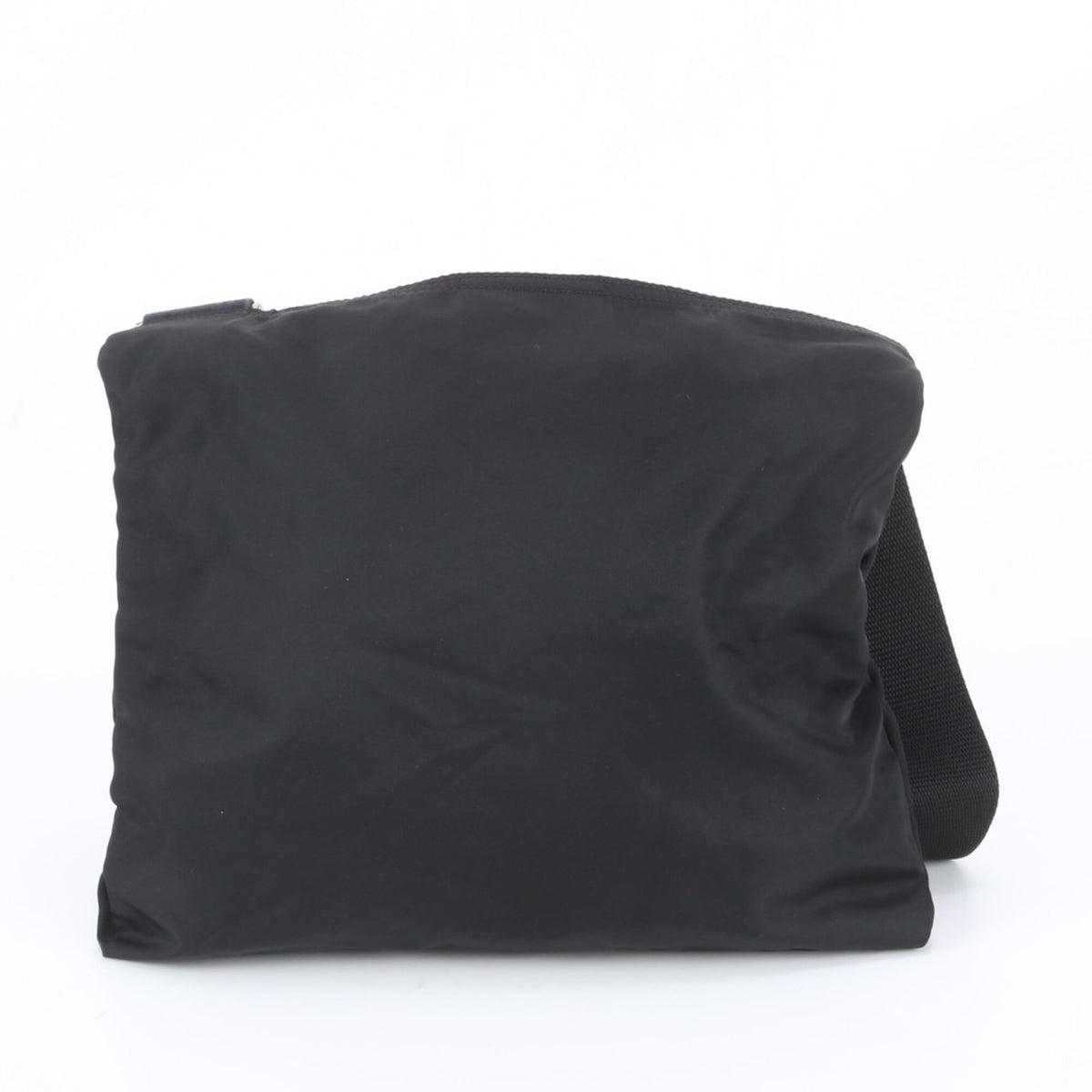 Prada Black Leather Nylon Messenger Bag Shoulder Bag (Pre-Owned)
