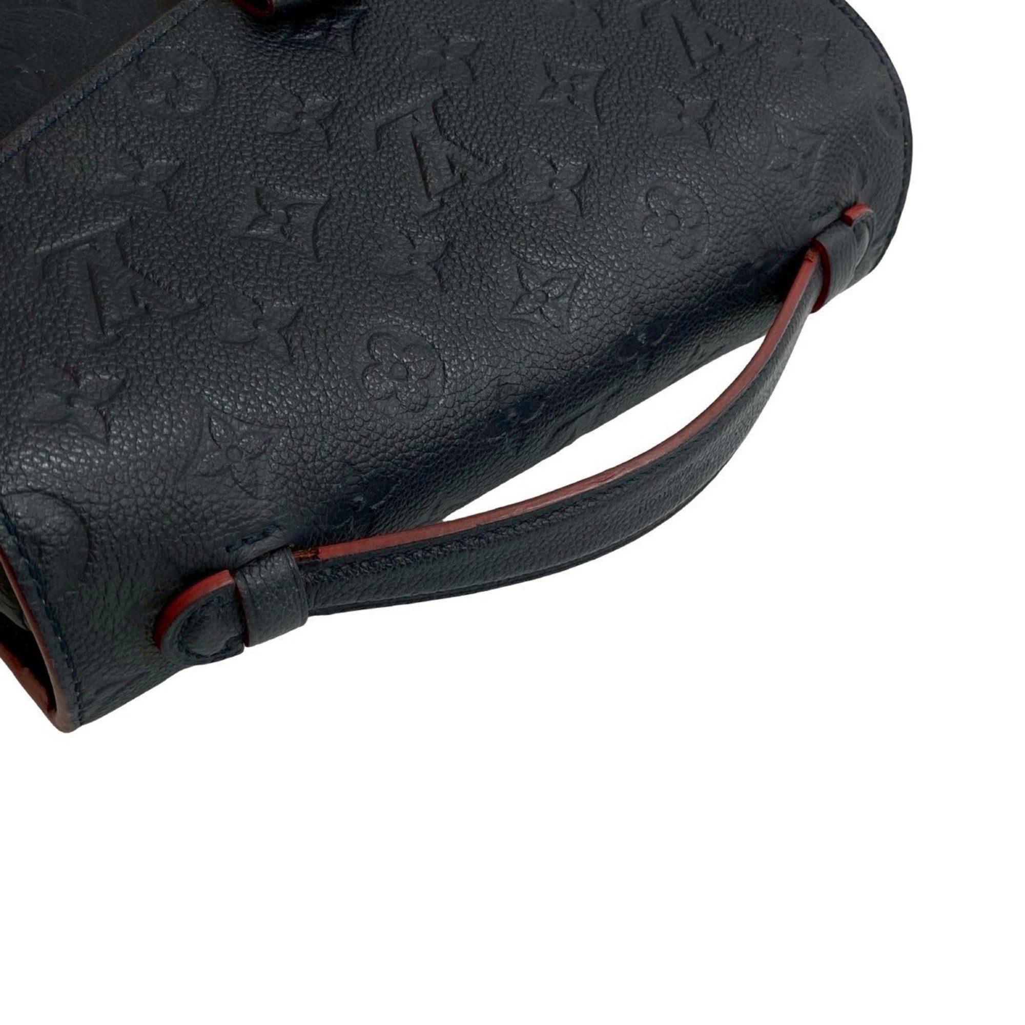 Louis Vuitton Navy Red Color Leather Handbag Shoulder Bag (Pre-Owned)