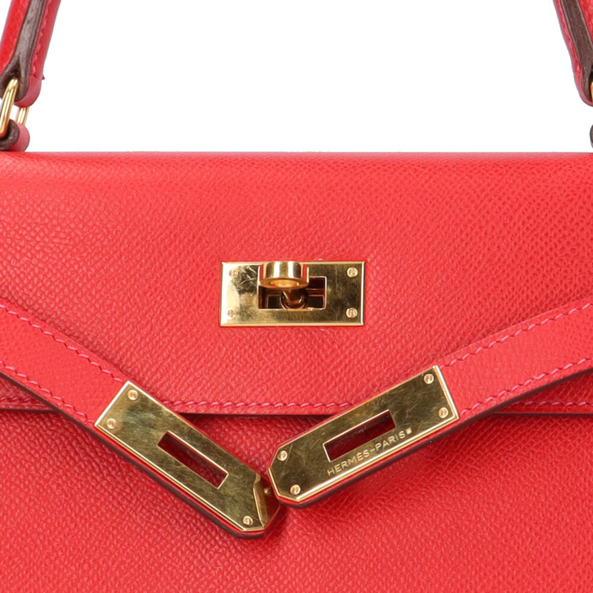 Hermes Red Color Rouge Casaque Epsom Leather Shoulder Bag (Pre-Owned)