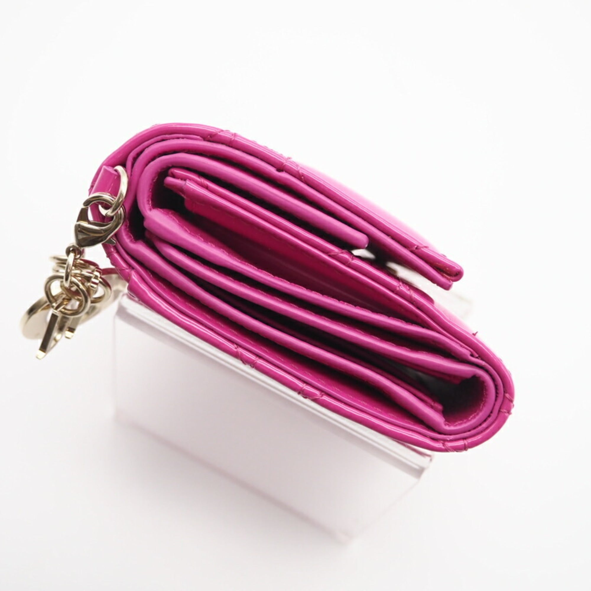Christian Dior Pink Patent Leather Wallet (Tri-Fold) (Pre-Owned)