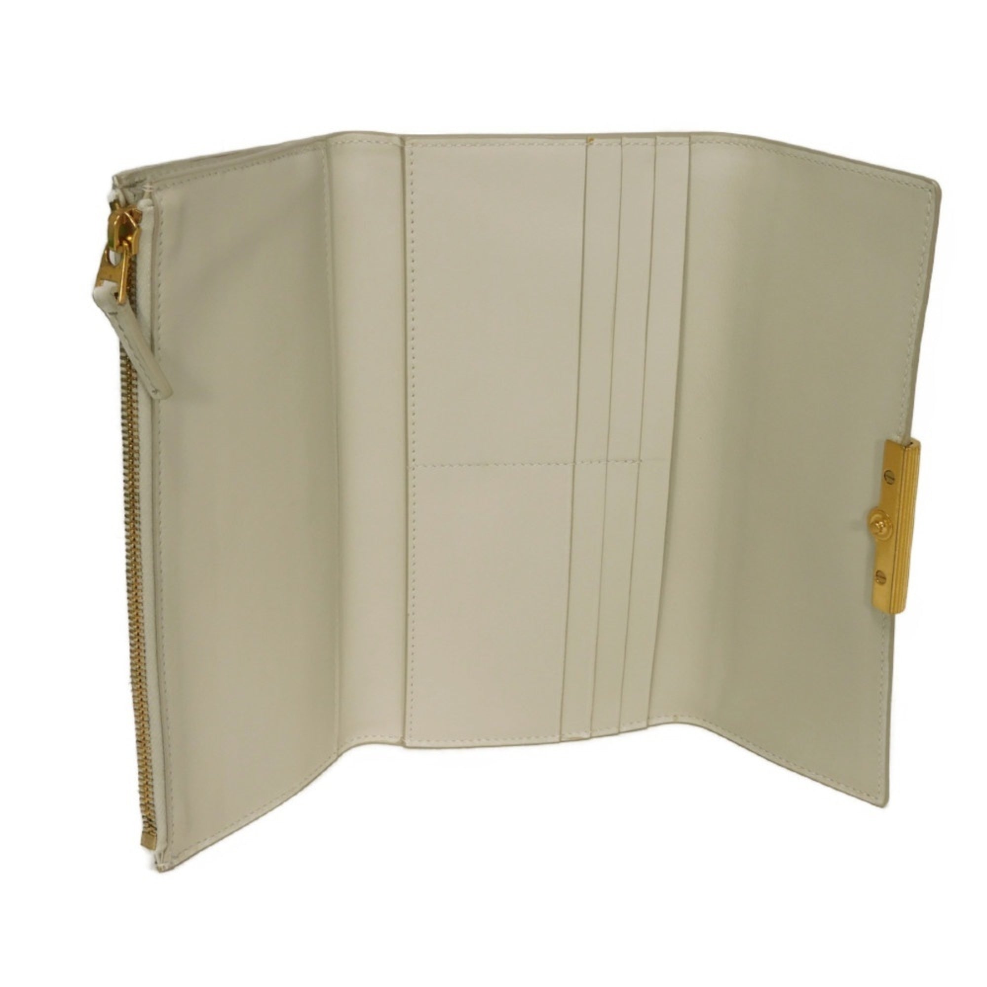 Bottega Veneta Ivory White Leather Wallet (Tri-Fold) (Pre-Owned)