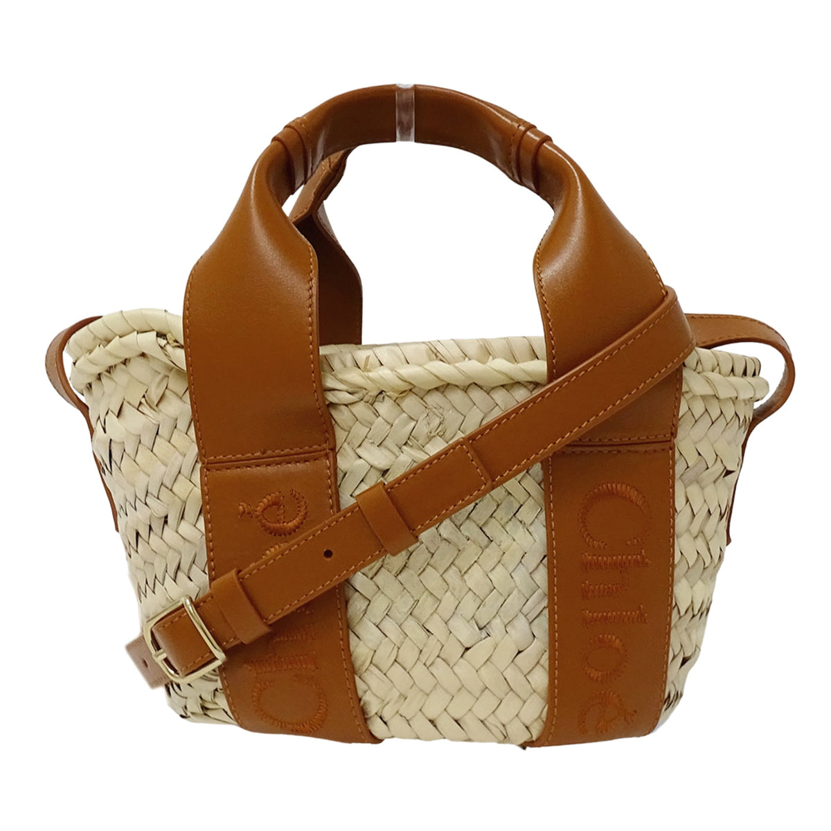 Chloé Brown Raffia Leather Basket Handbag Shoulder Bag (Pre-Owned)