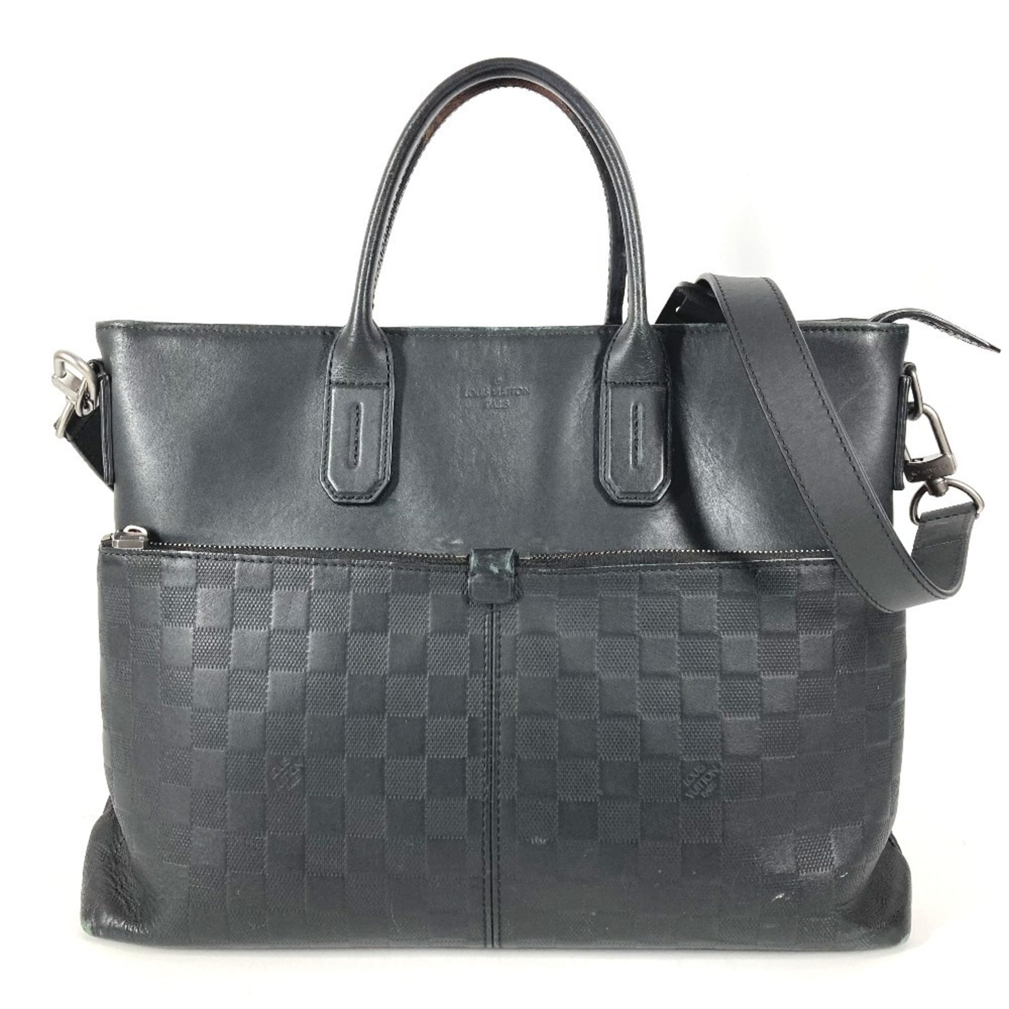 Louis Vuitton Black Onyx Damier Infini Leather Briefcase Handbag Shoulder Bag Tote Bag (Pre-Owned)