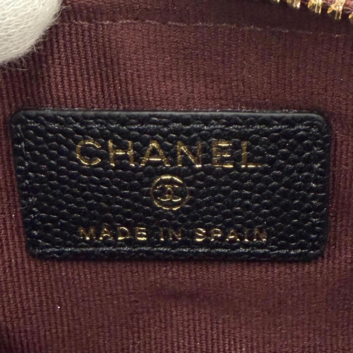 Chanel Black Burgundy Leather Pouch (Pre-Owned)