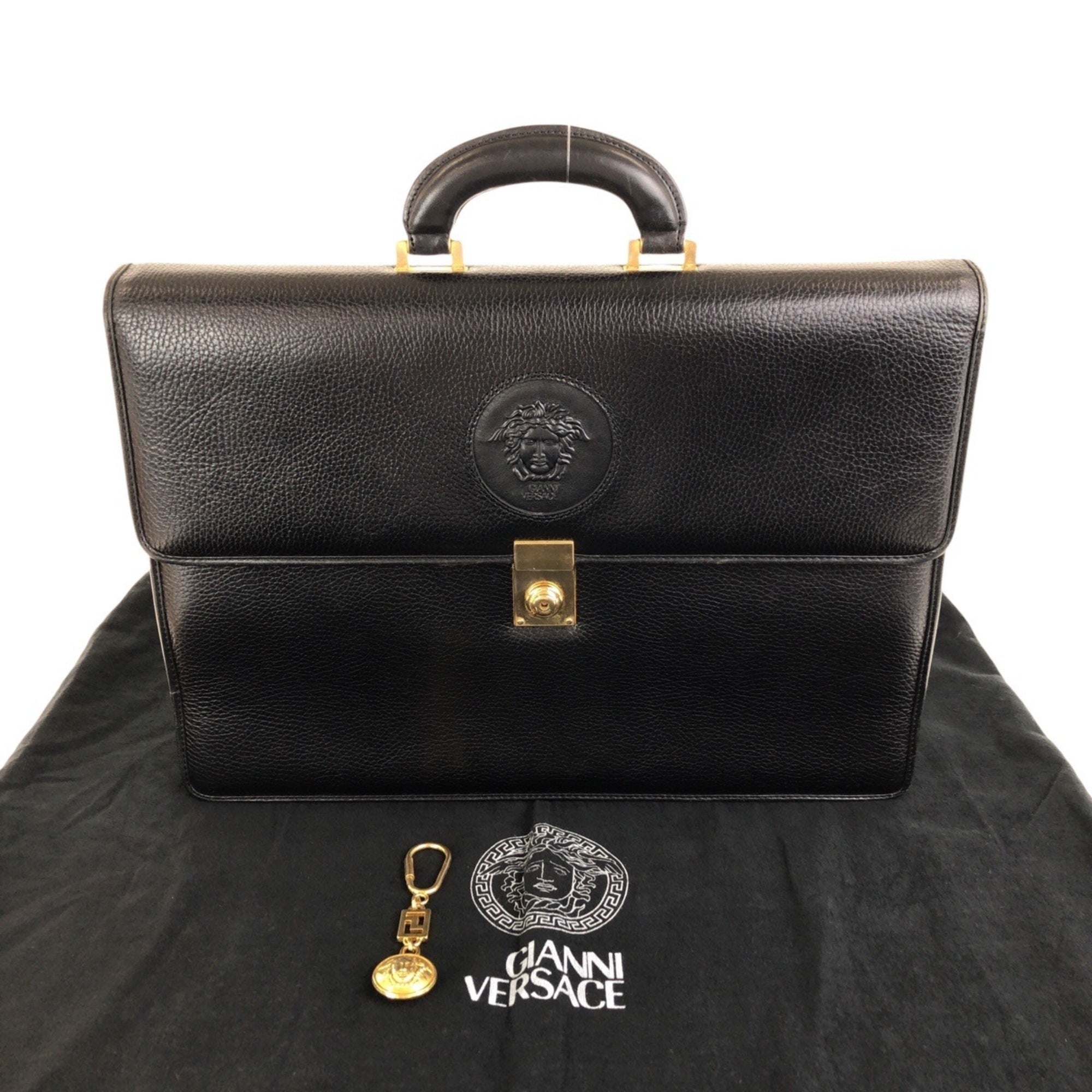 Versace Black Leather Briefcase (Pre-Owned)