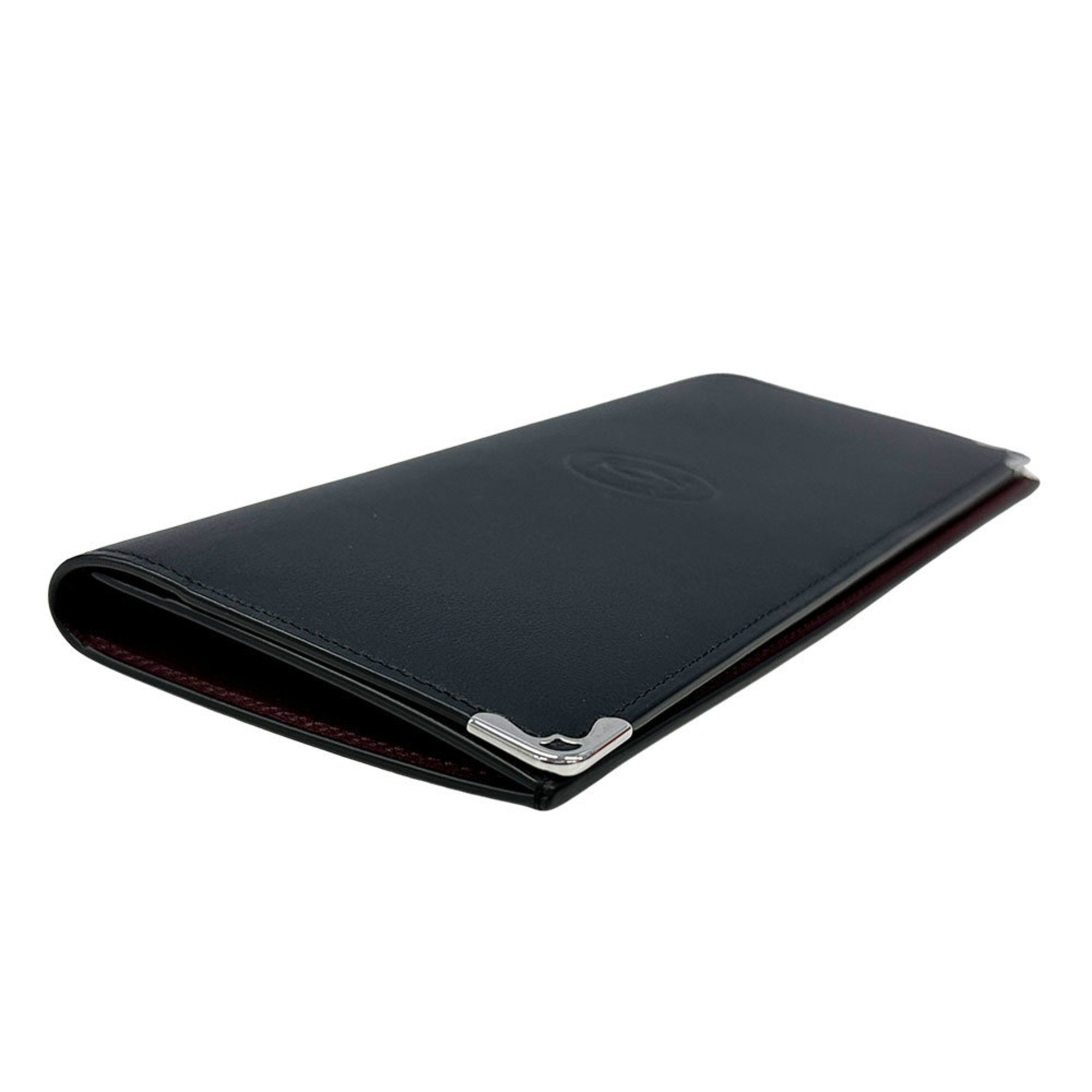 Cartier Black Leather Long Wallet (Bi-Fold) (Pre-Owned)