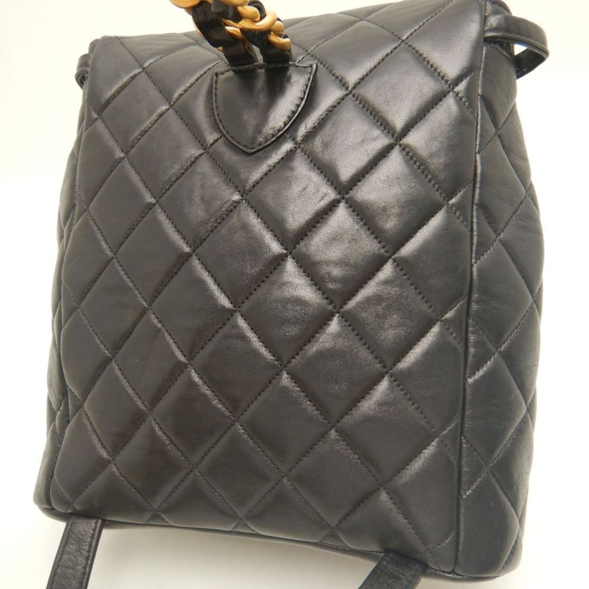 Chanel Matelasse Black Leather Backpack (Pre-Owned)