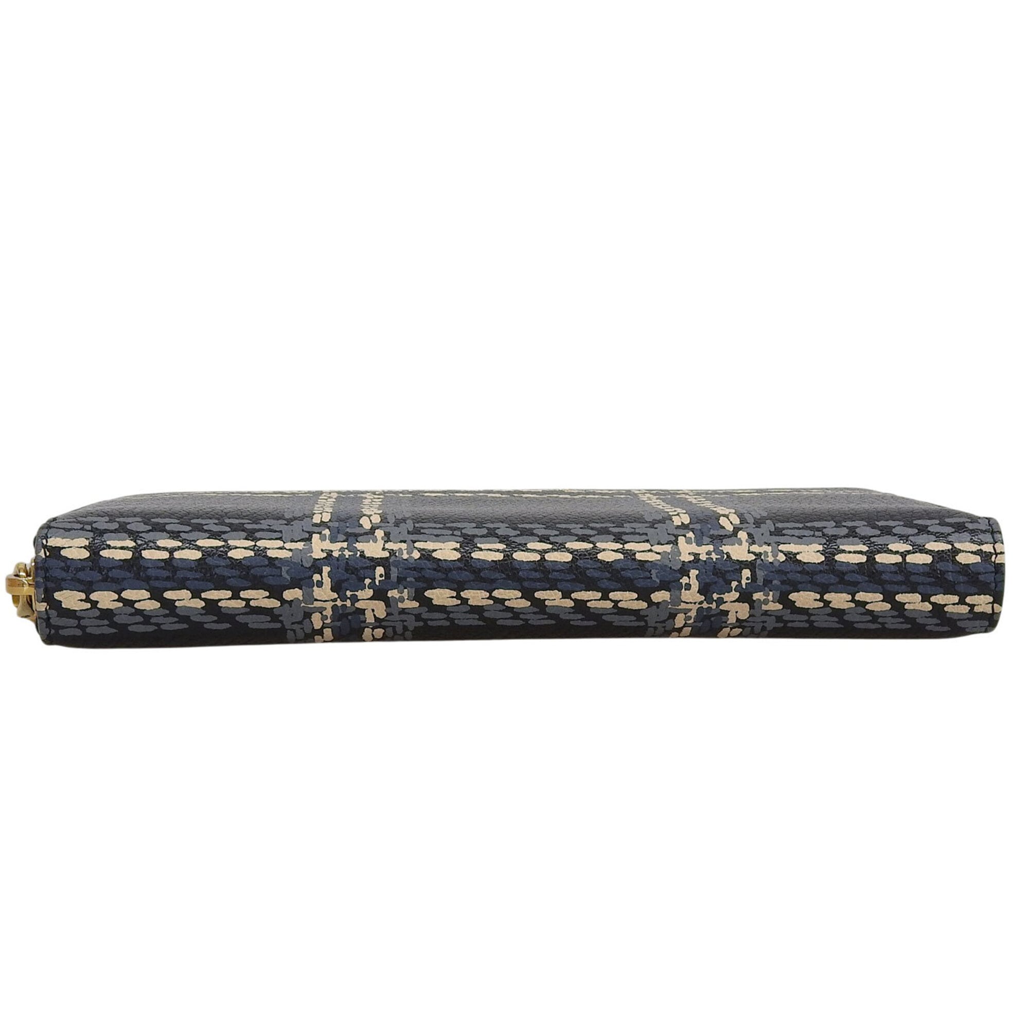 Miu Miu Black Gray Pink Beige Leather Long Wallet (Bi-Fold) (Pre-Owned)