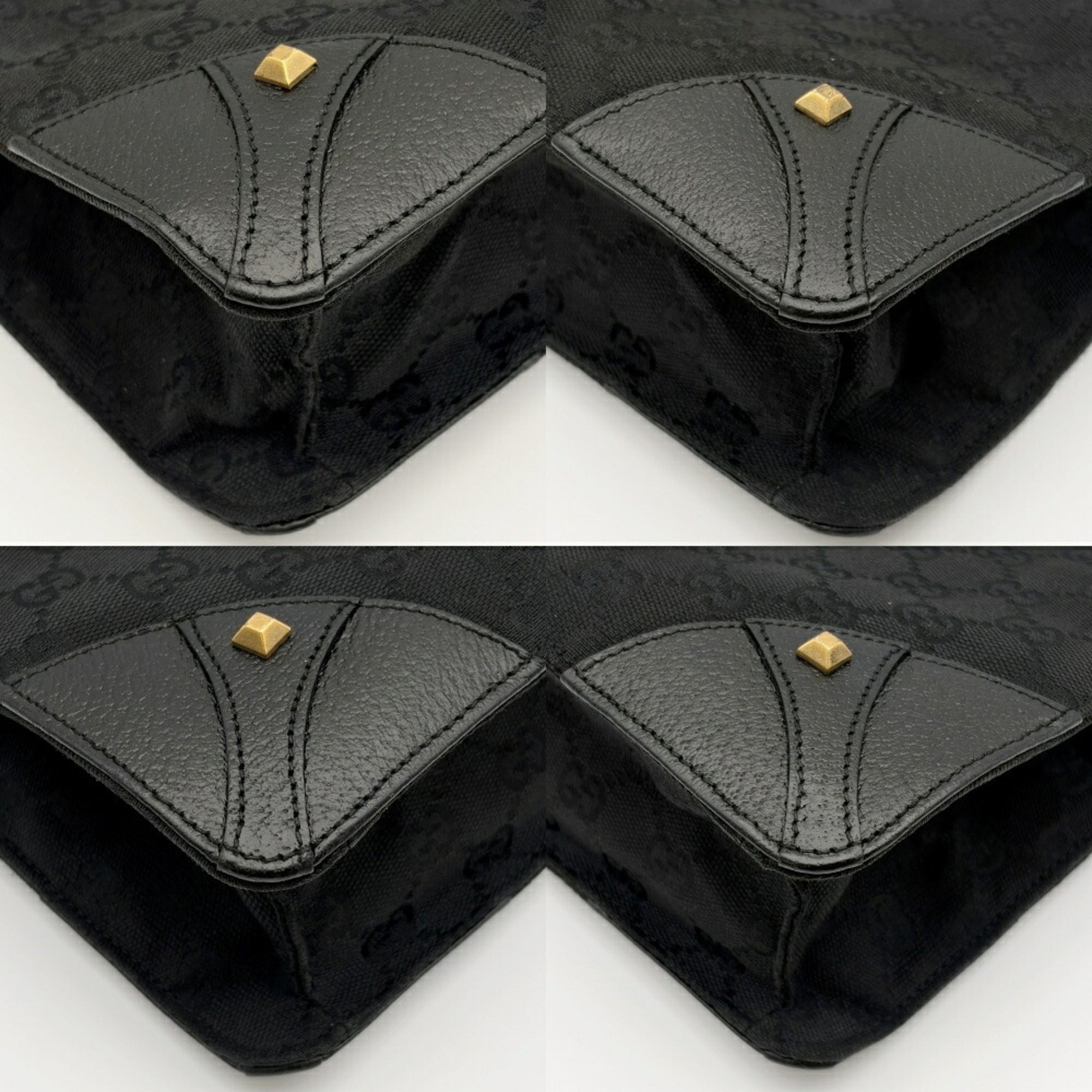 Gucci Black Gg Canvas Leather Tote Bag (Pre-Owned)