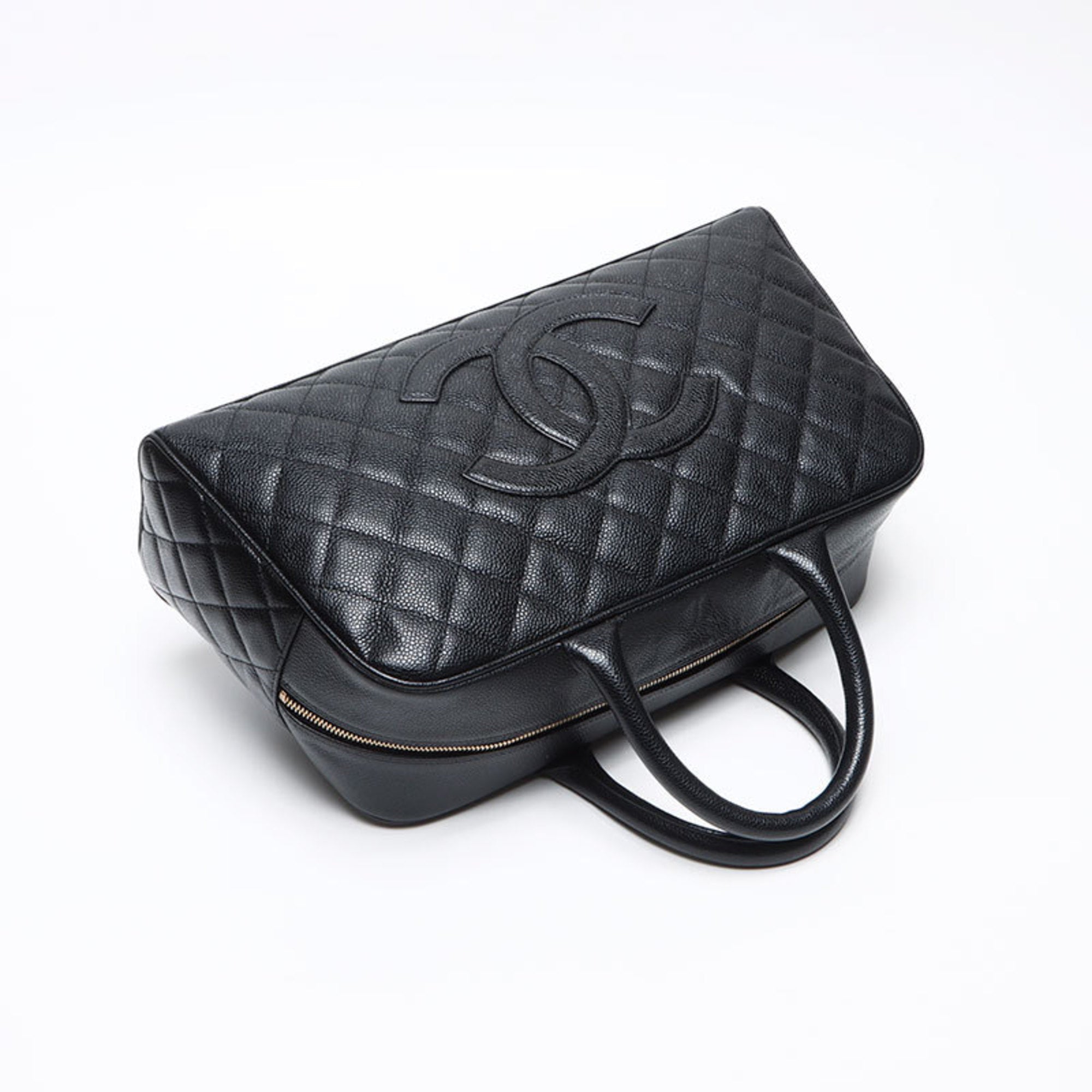 Chanel Black Grained Calfskin Boston Bag (Pre-Owned)