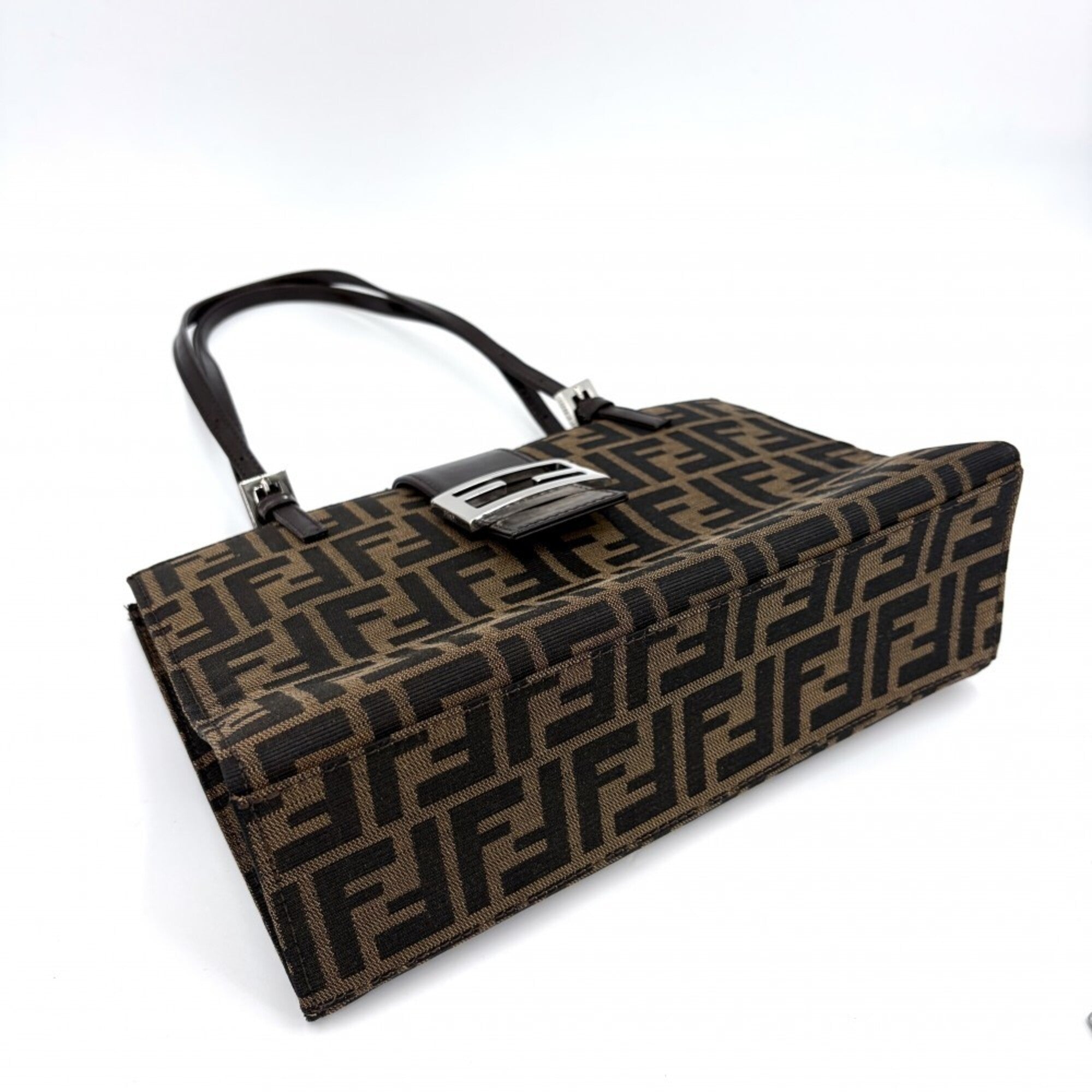 Fendi Brown Canvas Leather Handbag Tote Bag (Pre-Owned)