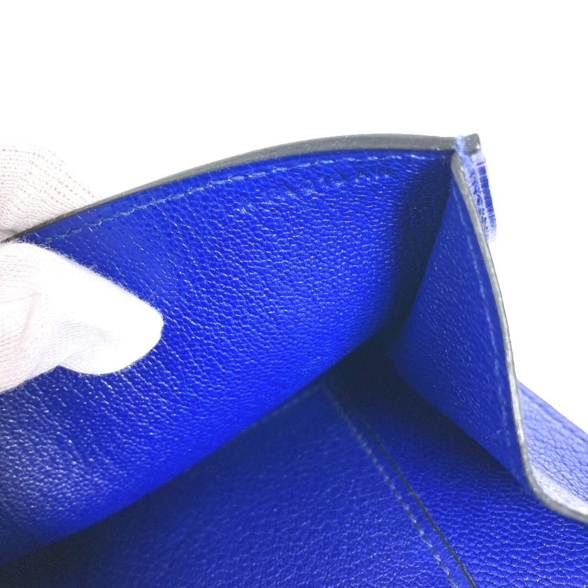 Hermes Blue Leather Clutch Bag Handbag Pouch (Pre-Owned)