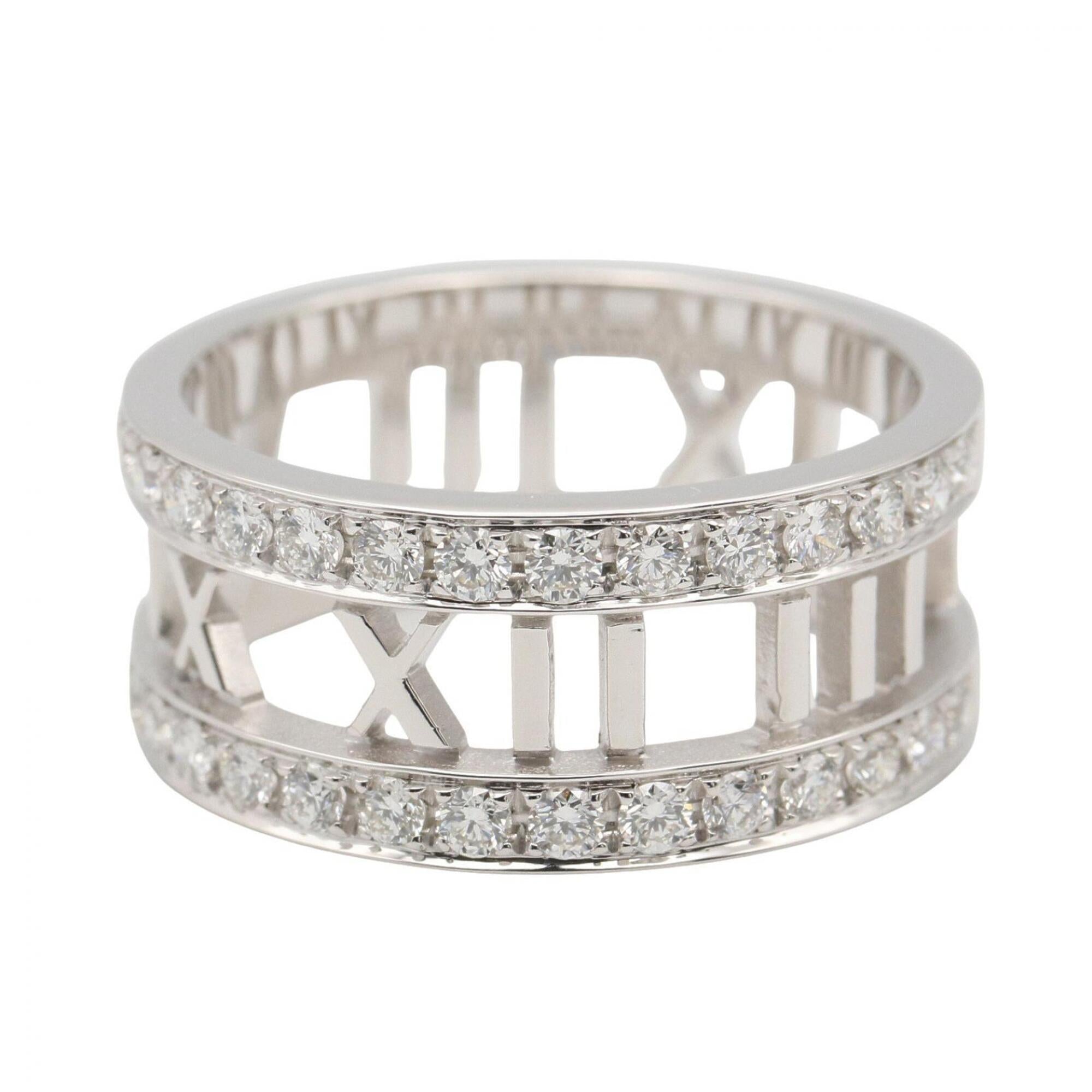 Tiffany Atlas Silver Clear White Gold (18K) Band Ring (Pre-Owned)