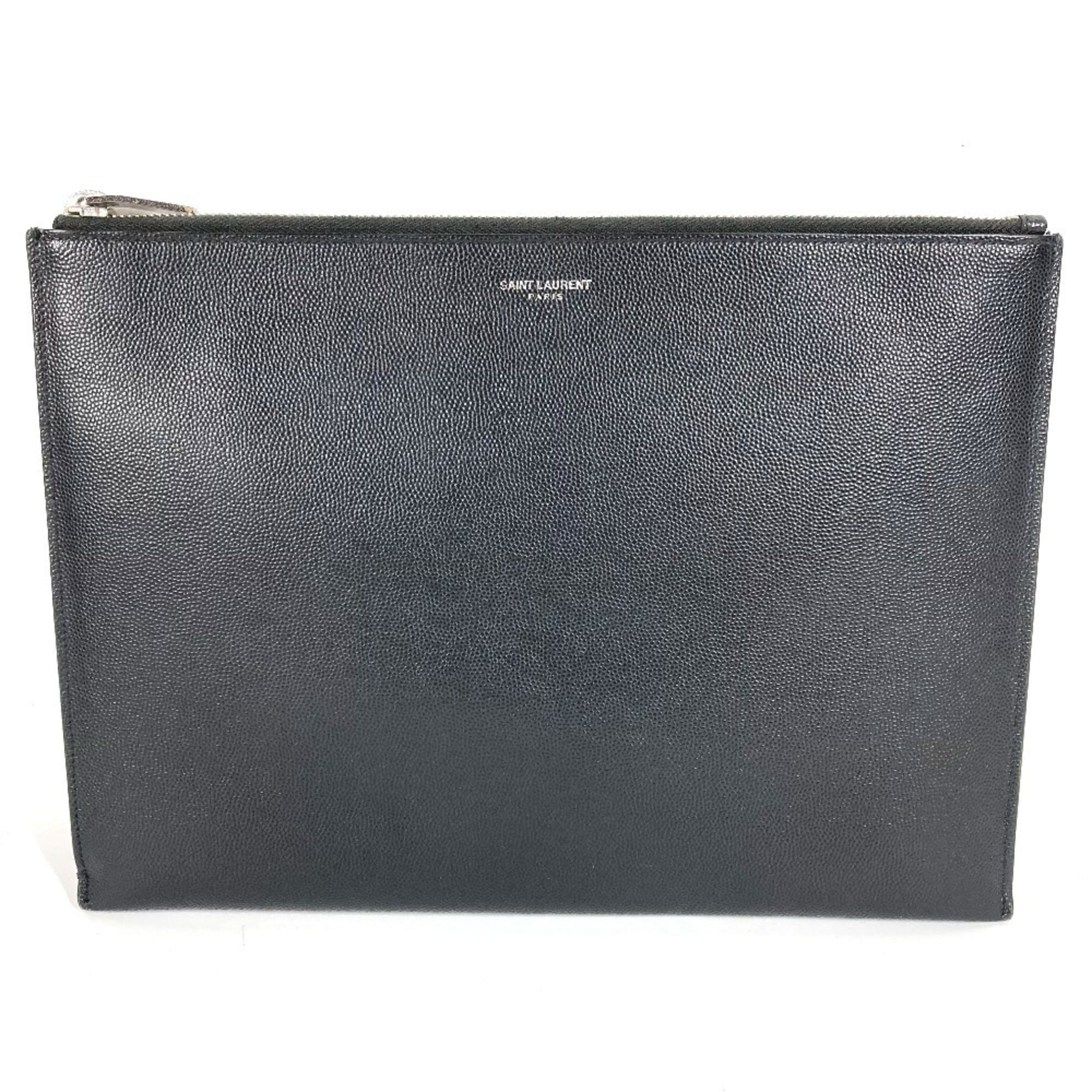 Saint Laurent Black Leather Clutch Bag Pouch (Pre-Owned)