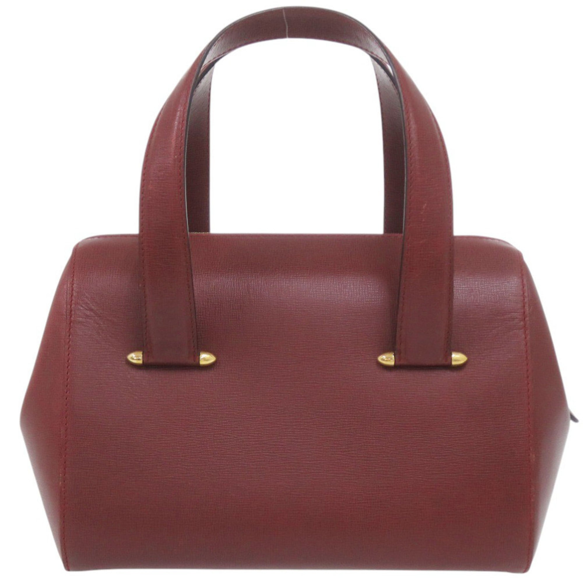 Cartier Bordeaux Red Color Leather Boston Bag Handbag (Pre-Owned)